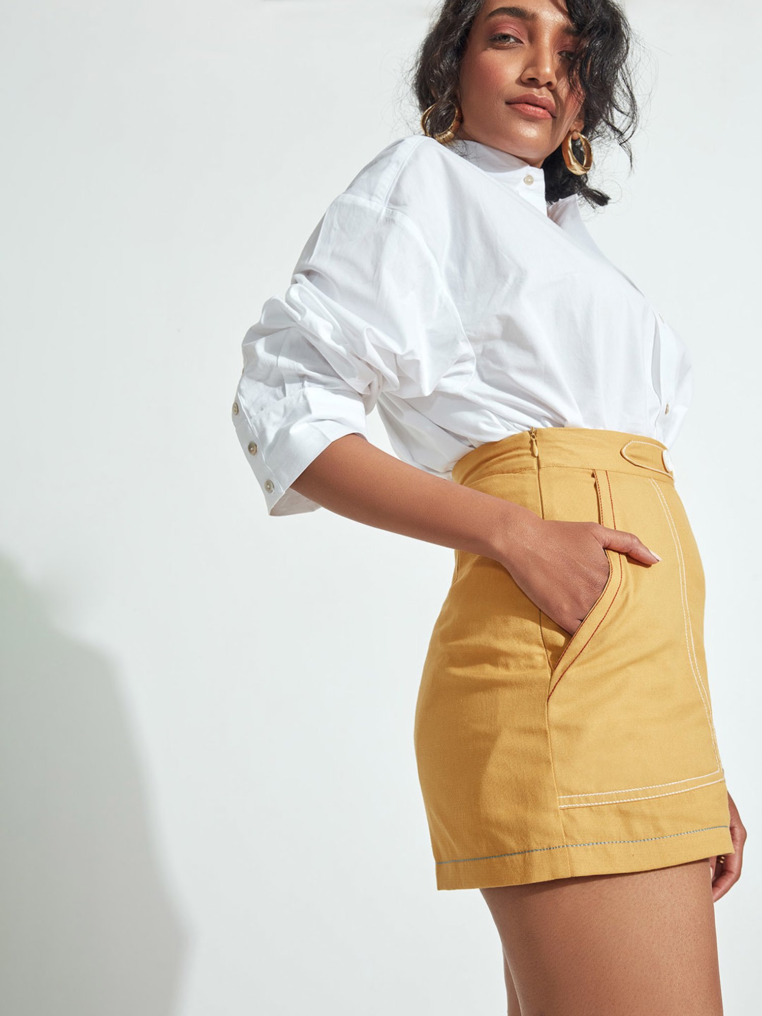 The Label Life Mustard Cotton Relaxed Fit Shorts