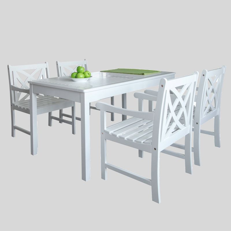 5pc Magnolia Wood Patio Dining Set White - Vifah