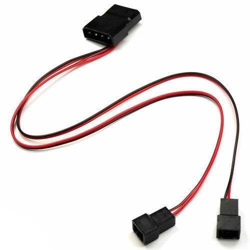 4 Pin Molex Pass Through to 2 x / Dual 3 Pin Fan Power Connector Adapter Cable