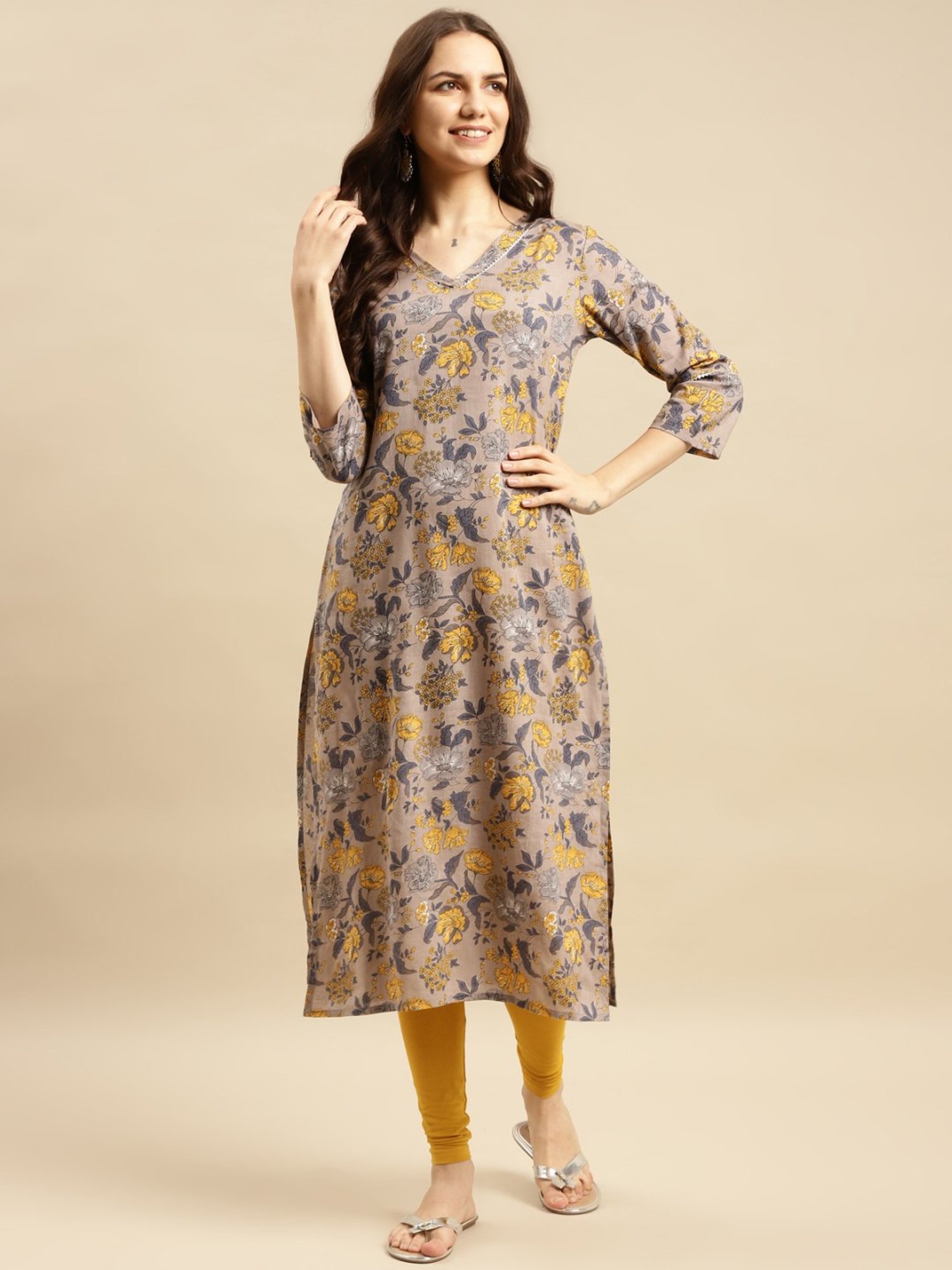 Rangita Mustard Cotton Leggings