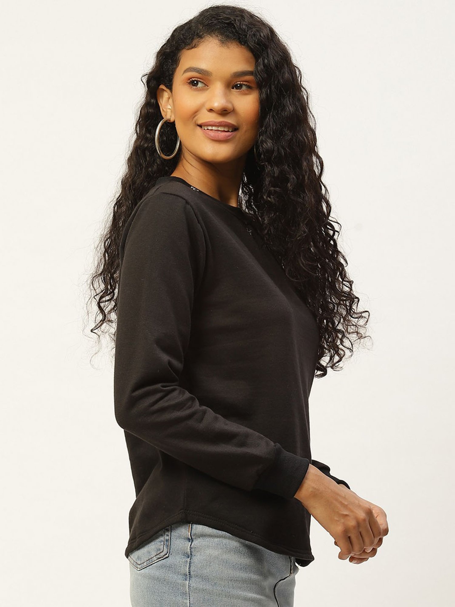Belle Fille Black Full Sleeves Sweatshirt