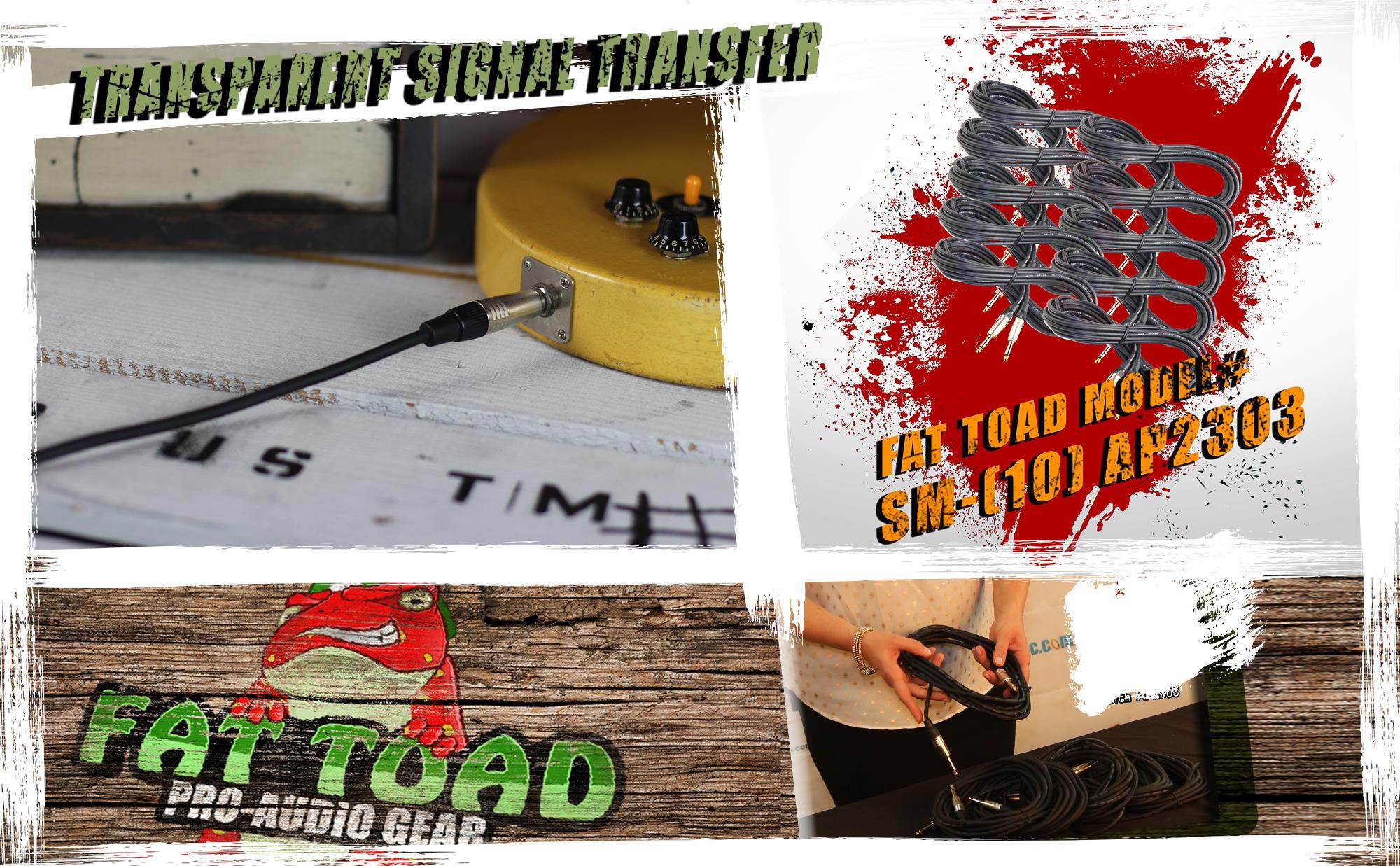 Guitar Cables (10 Pack) Instrument Cord by FAT TOAD | 20 AWG Patch Conductor for Electric Guitar, Bass, Amplifier, Speaker, Keyboard & Recording Studio | Shielded 20FT 1/4 Inch Gold Straight-End Wires