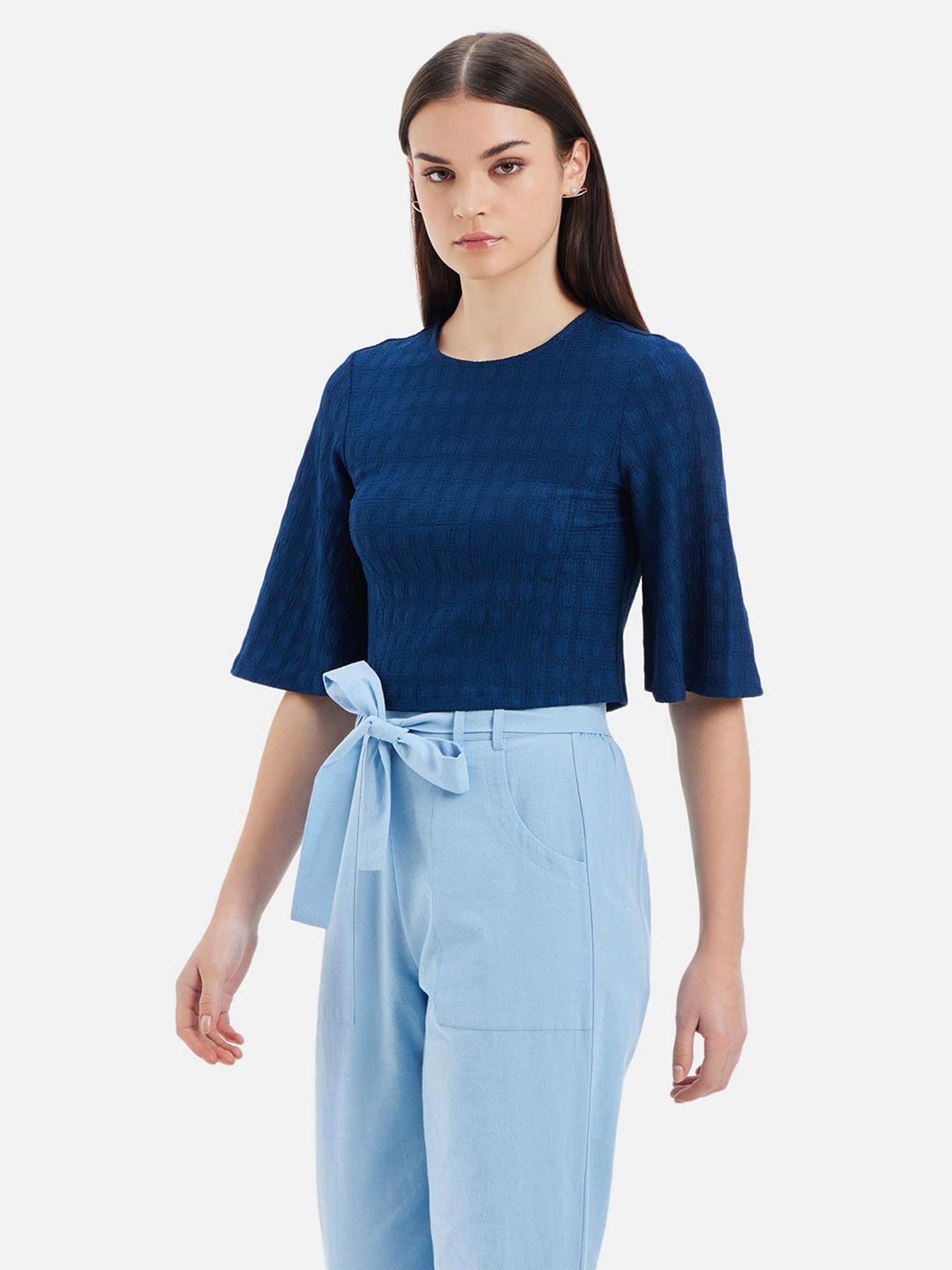 Kazo Blue Textured Top