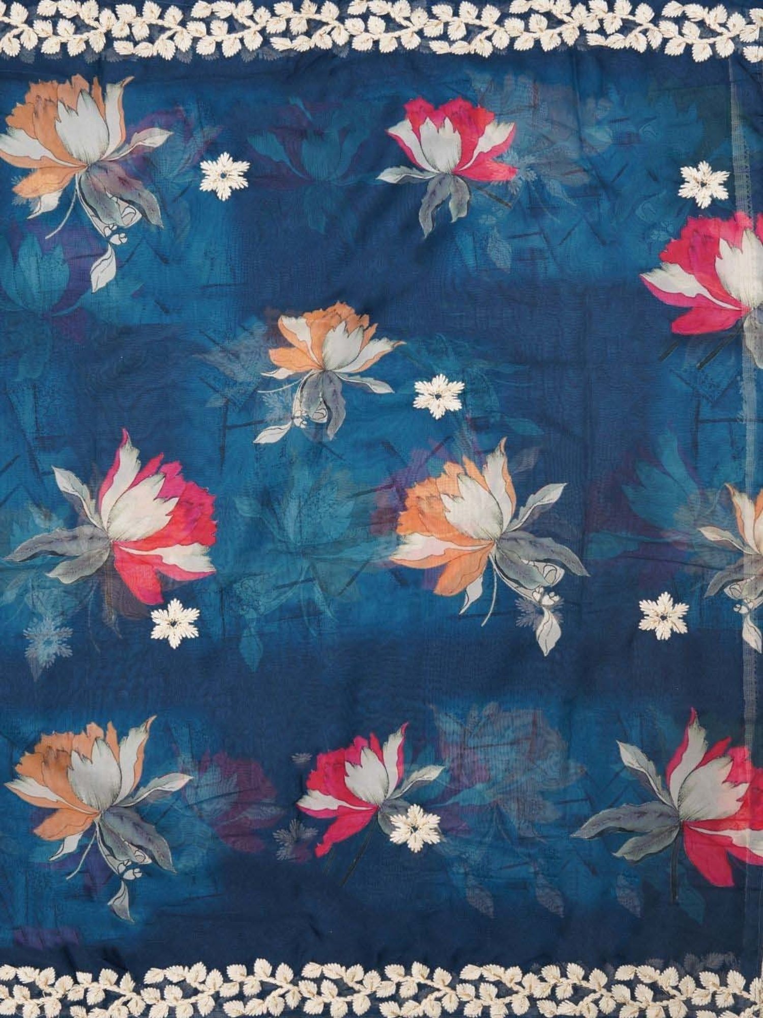 Jaipur Kurti Navy Embroidered Unstitched Dress Material