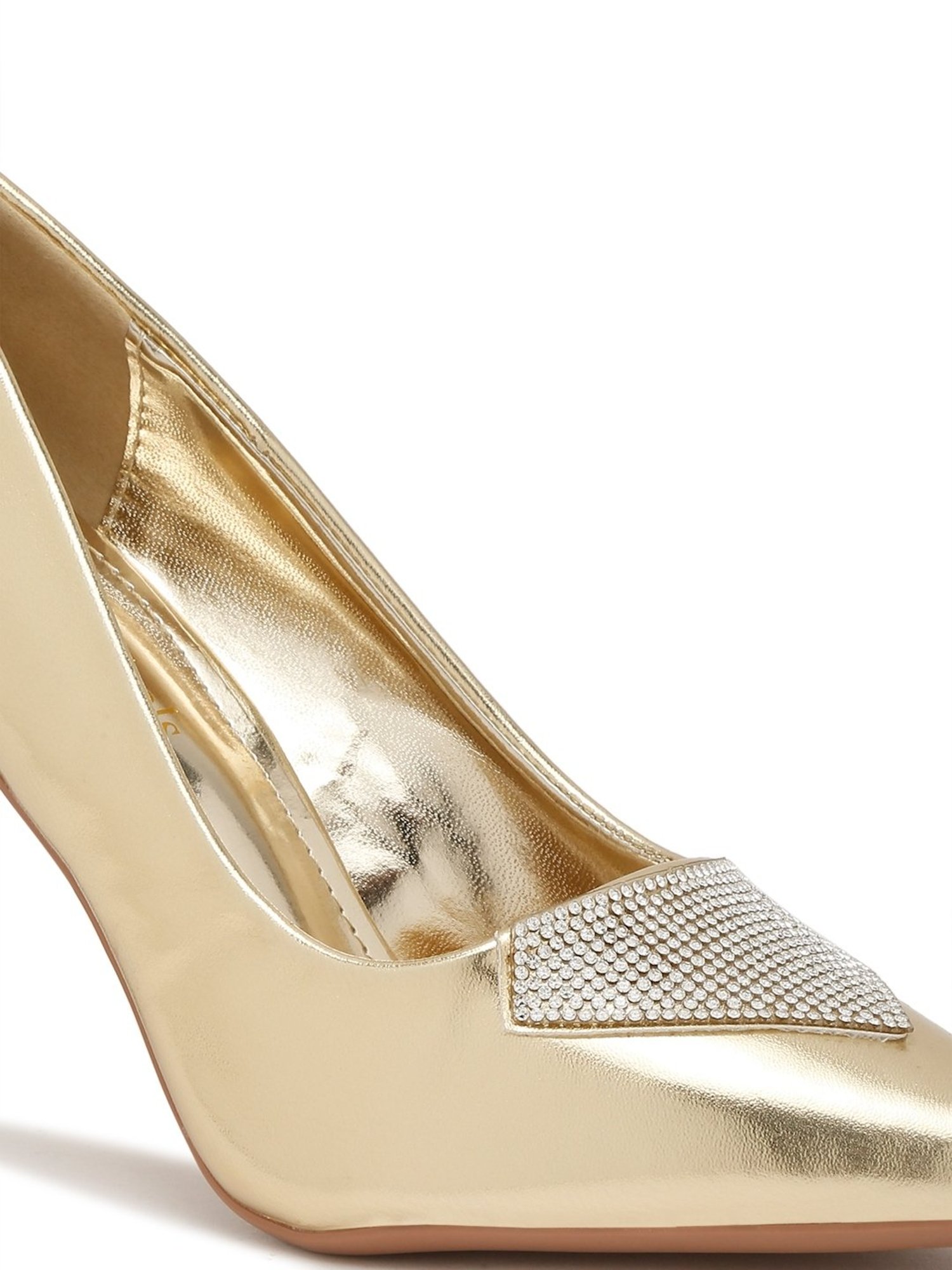 Flat N Heels Women's Gold Stiletto Pumps