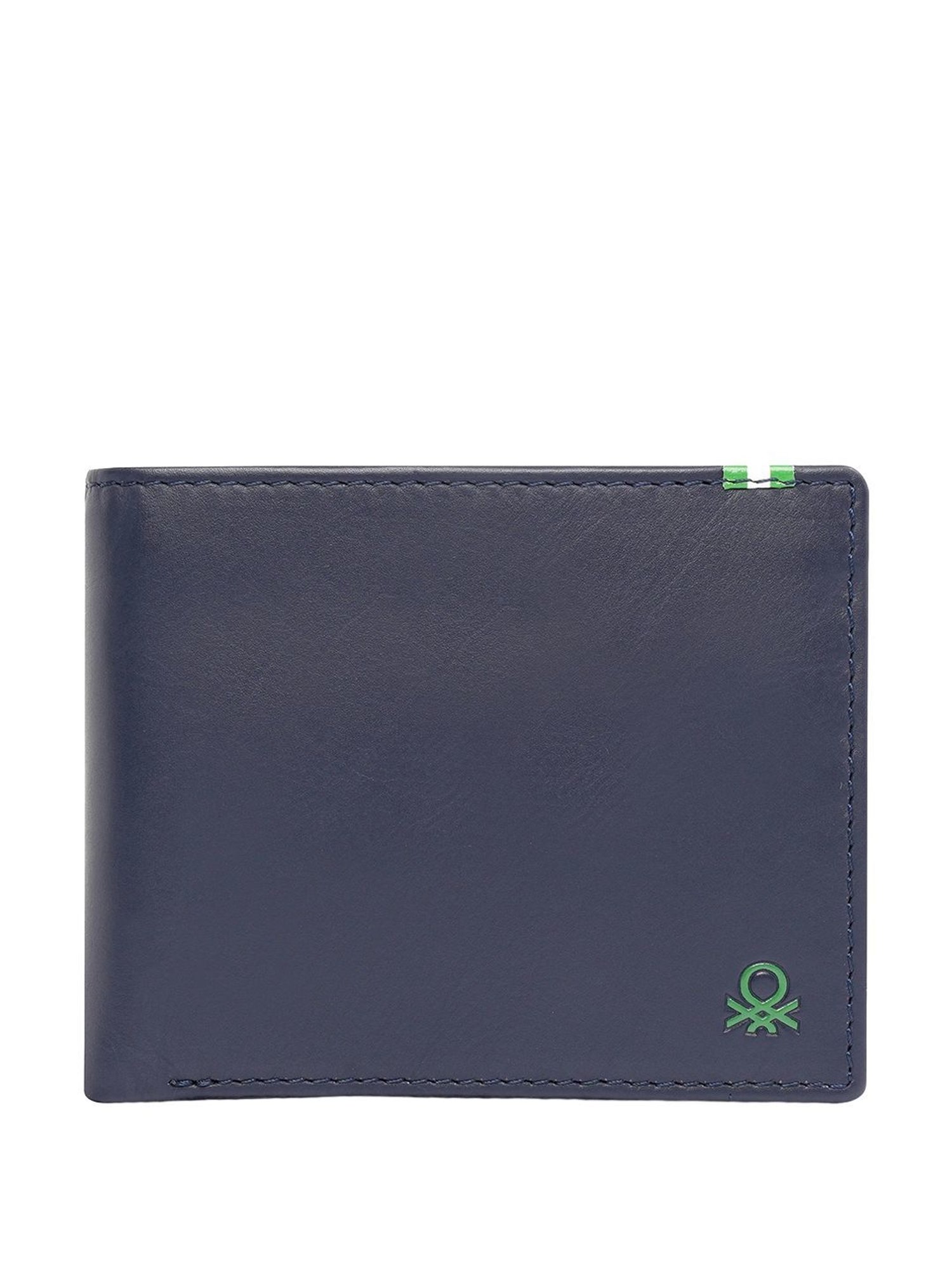 United Colors of Benetton Ceska Navy Leather Bi-Fold Wallet For Men
