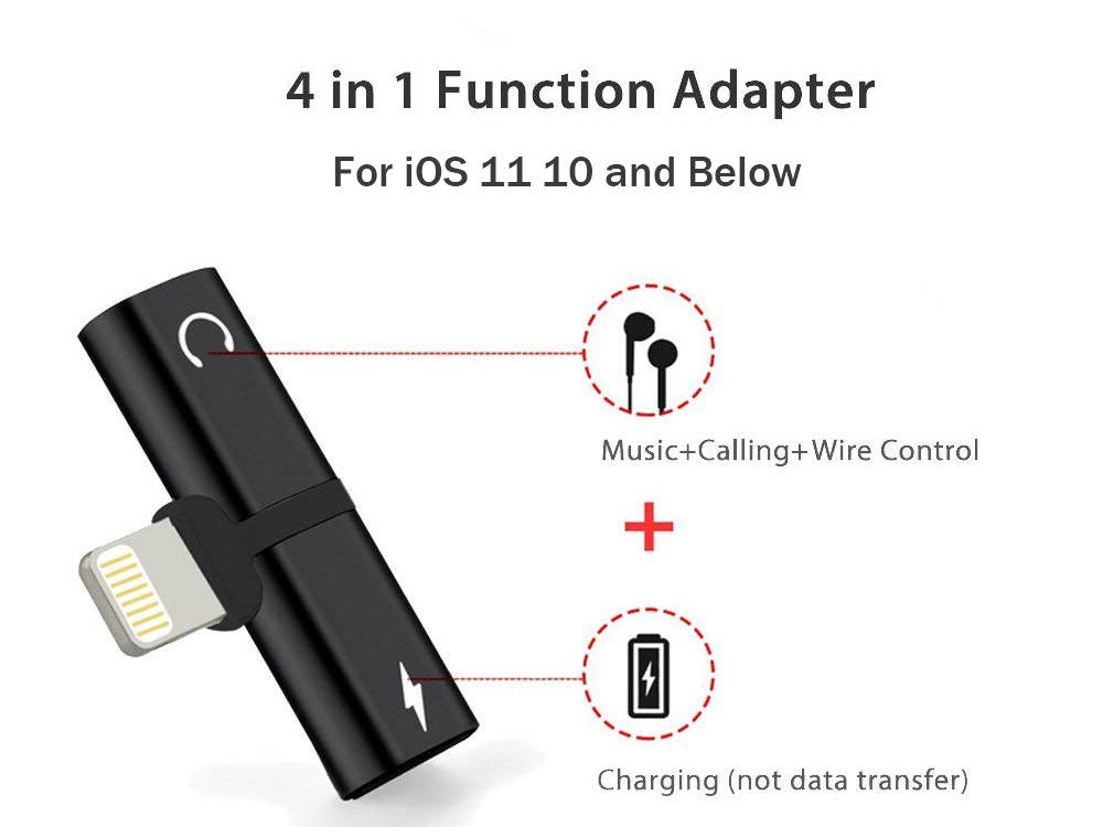 (3 Pack) Lightning Splitter Adapter for iPhone X, iPhone 8/8 Plus, iPhone 7/7 Plus, Mini Dual Lightning Headphone Audio & Charge Adapter, Support Calling Function & Music Control