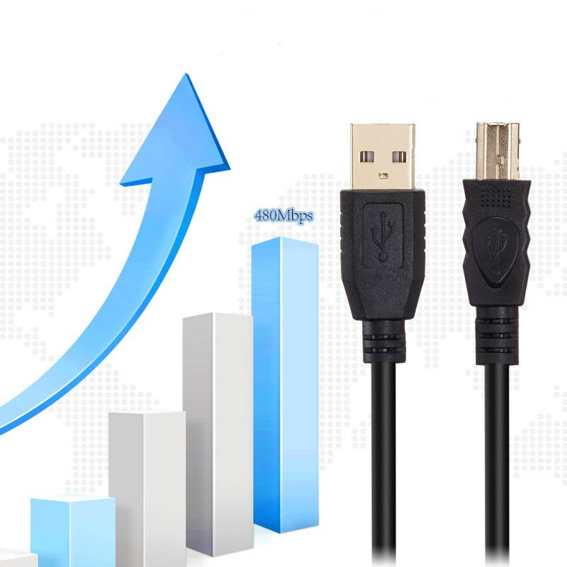 Tekit 24K Gold plated USB 2.0 Cable - A-Male to B-Male,USB 2.0 A Male to B Male Cable with Ferrite Black 28/24# AWG, 16.4ft/5m