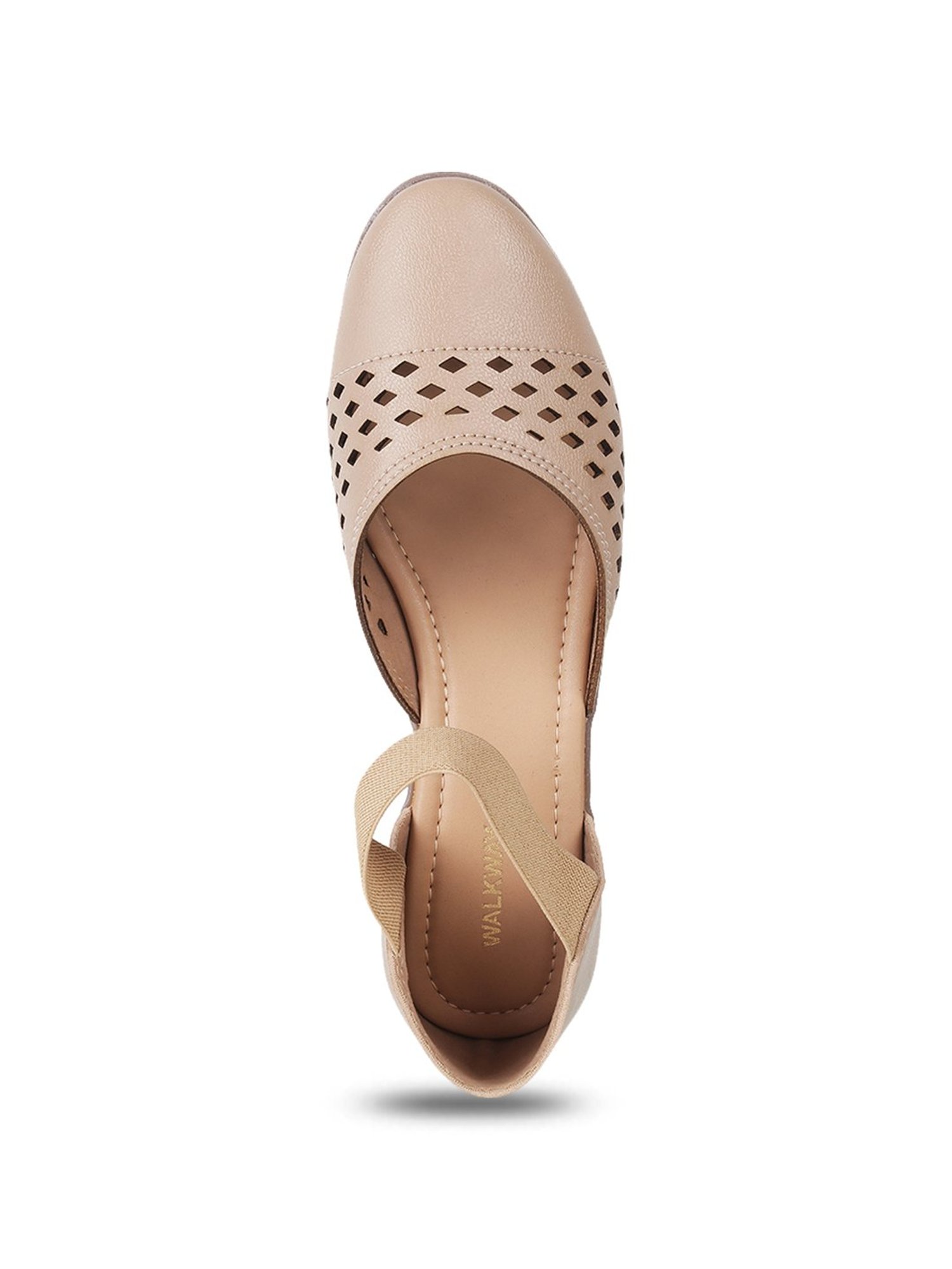 Walkway Women's Beige Ankle Strap Wedges