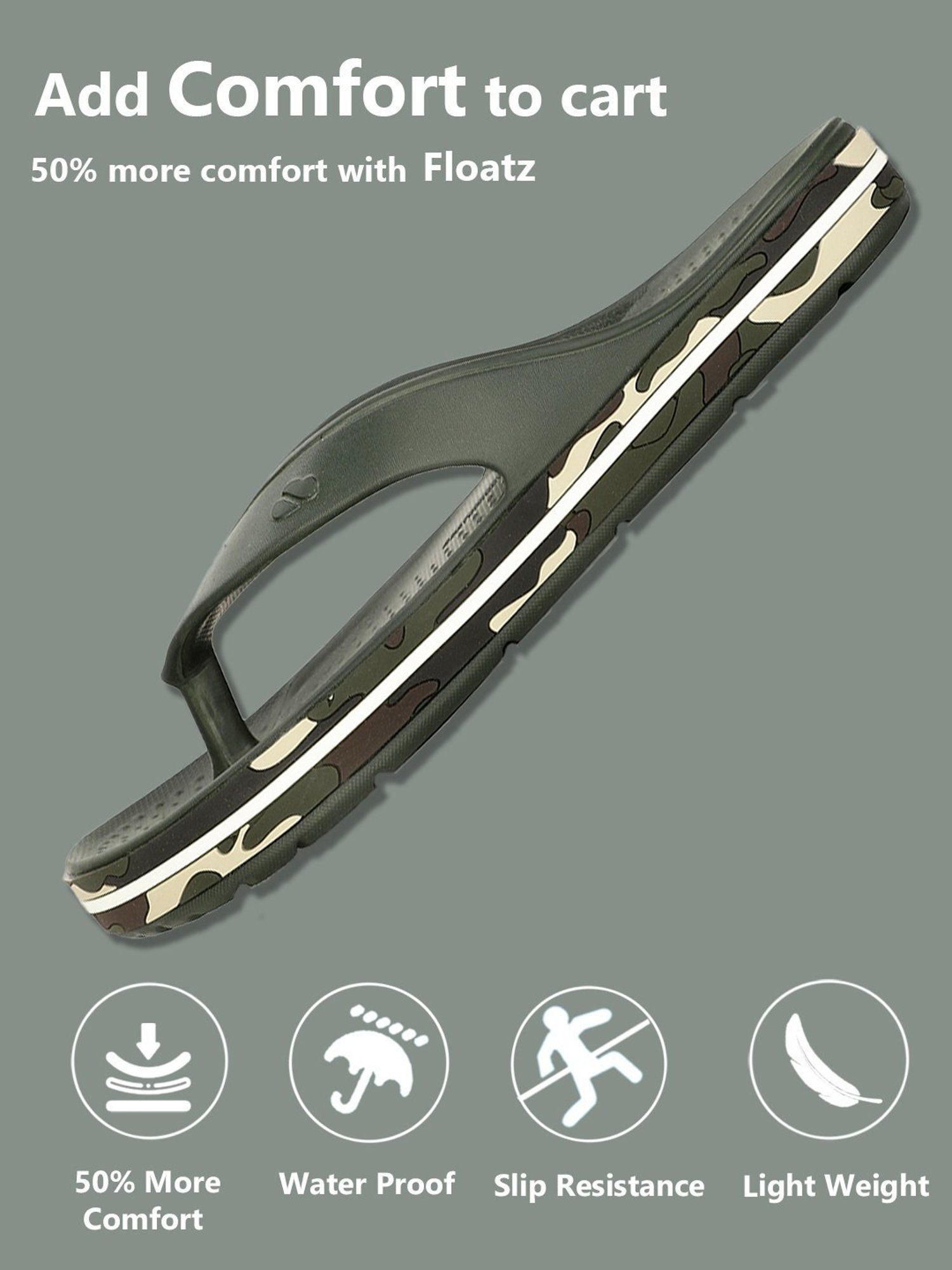 Floatz by Bata Men's TH 2.0 E 24 Olive Flip Flops