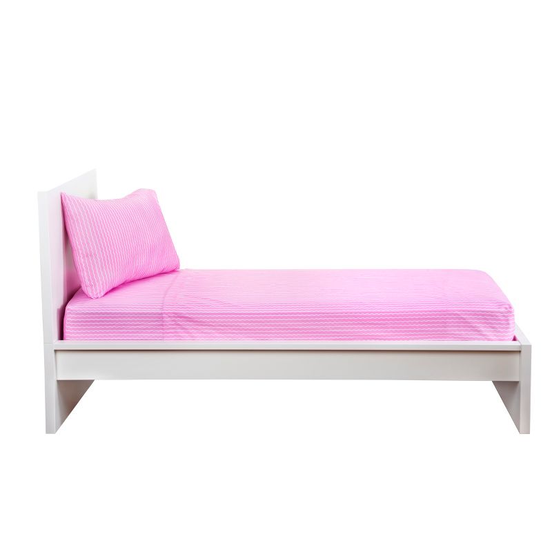 Full Serpentine Striped Microfiber Sheet Set Light Pink - Crayola