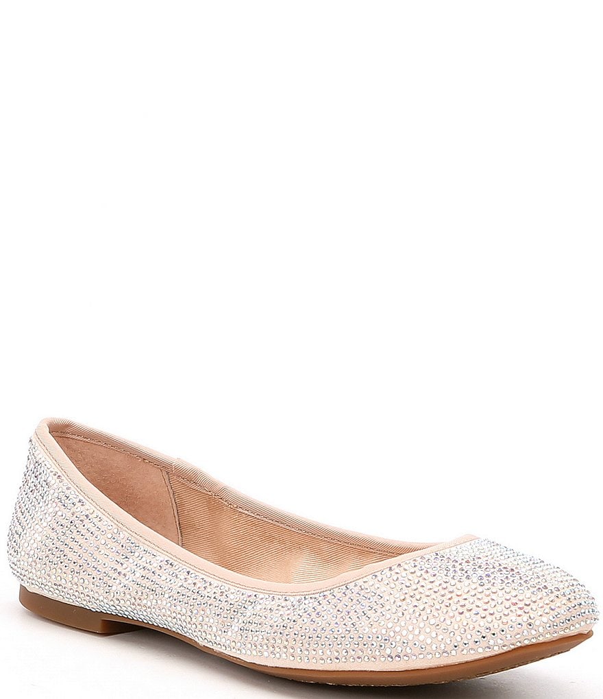 GB Star-Brite Microfiber Rhinestone Detail Ballet Flats