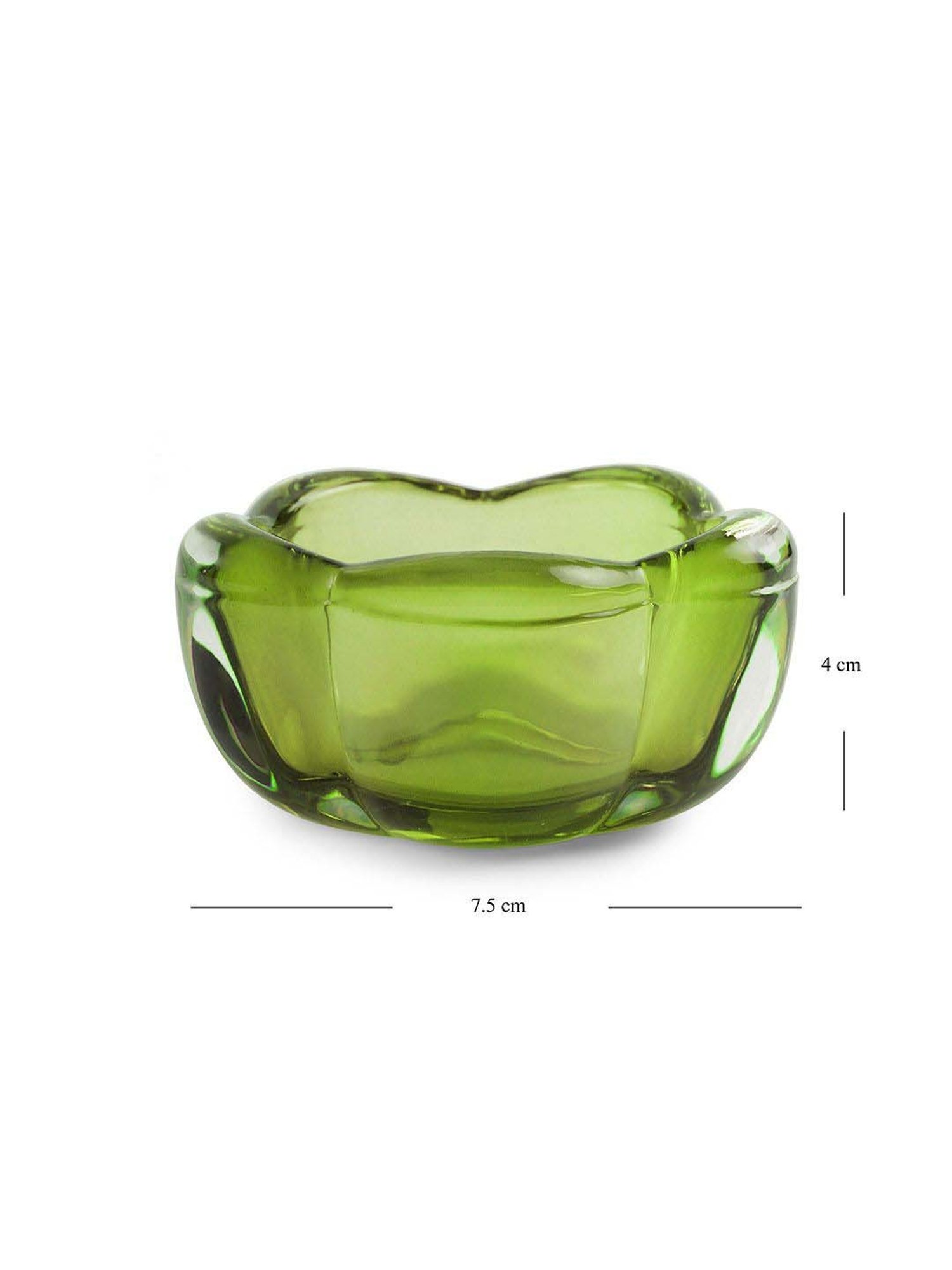 Pure Home and Living Green Glass Flower Shaped Tealight Holders - Set of 4