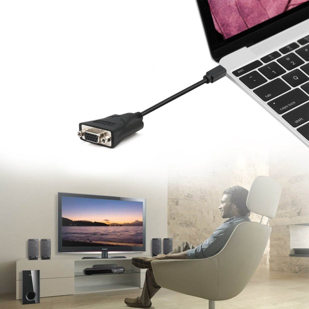 1080p Mini DP to VGA Cable Mini DisplayPort to VGA Active Adapter Thunderbolt to VGA Male to Splittable Eyefinity Screen Converter