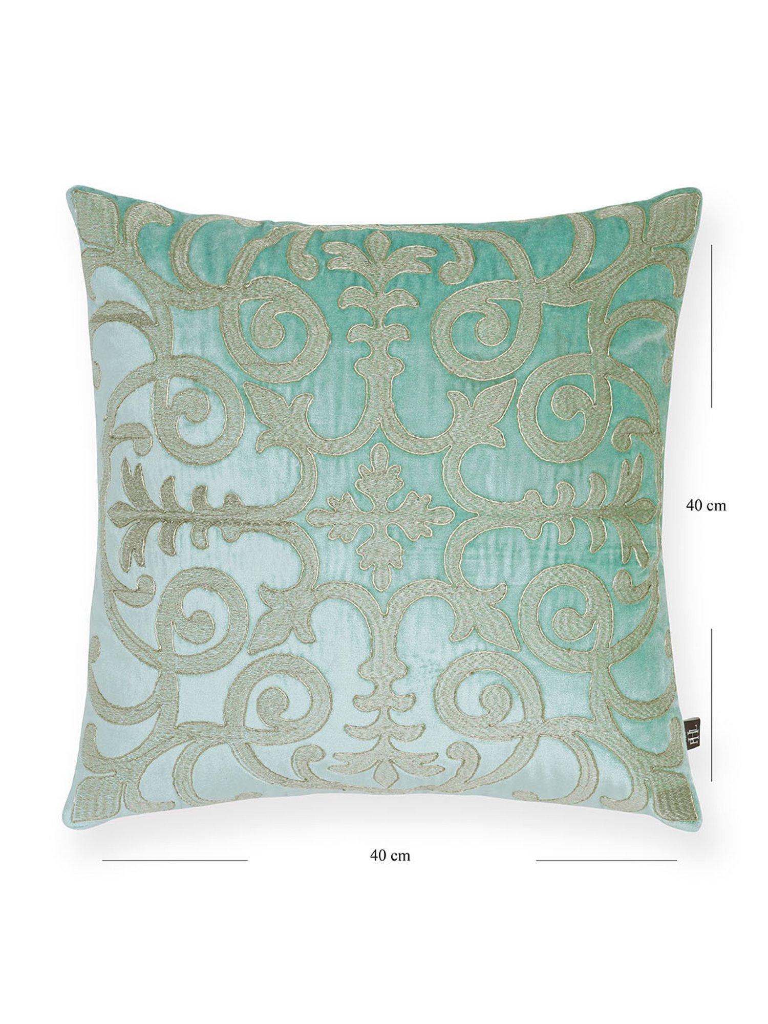 Pure Home and Living Blue Velvet Embroidery Cushion Cover