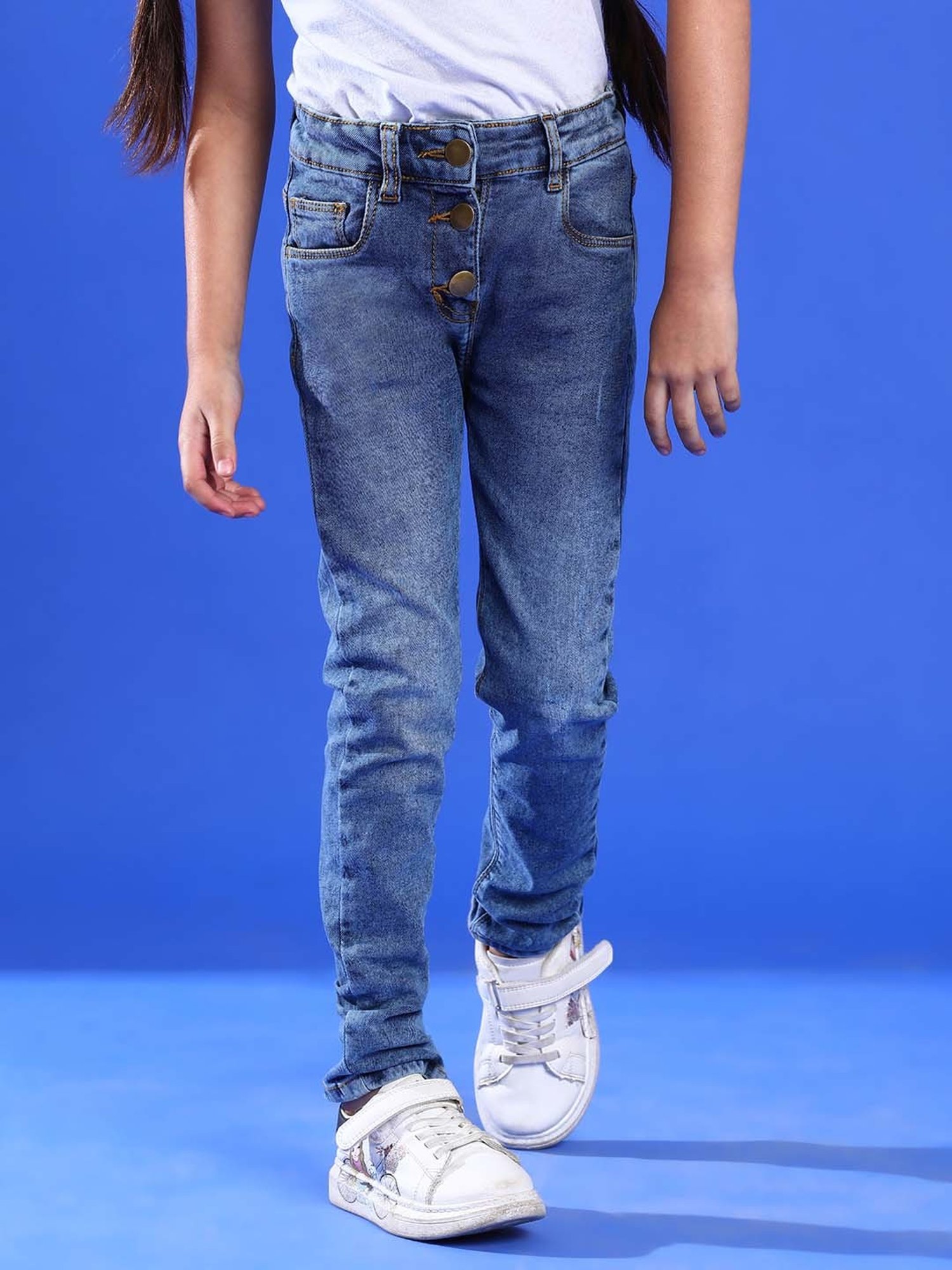 Tales & Stories Girls Blue Slim Fit Jeans