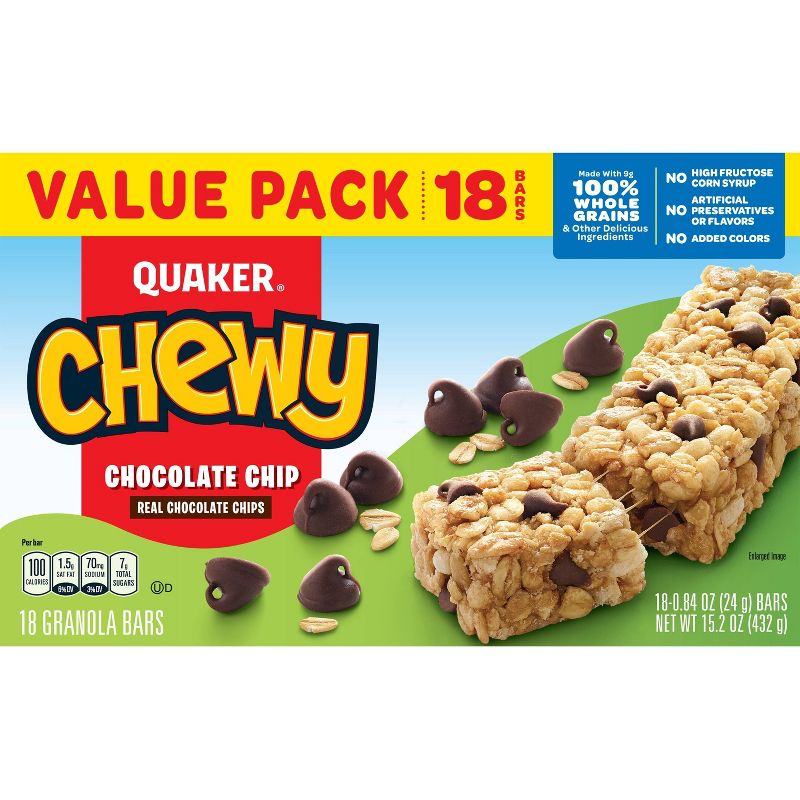 Quaker Chewy Chocolate Chip Granola Bars - 18ct/15.2OZ