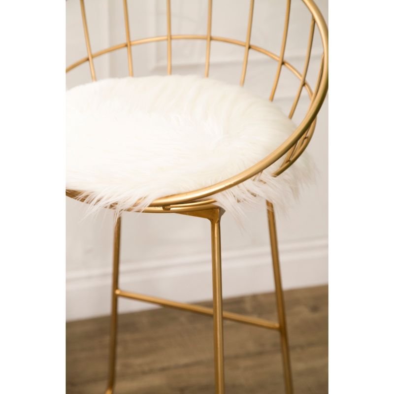 30" Miley Faux Fur Barstool Gold - Abbyson Living