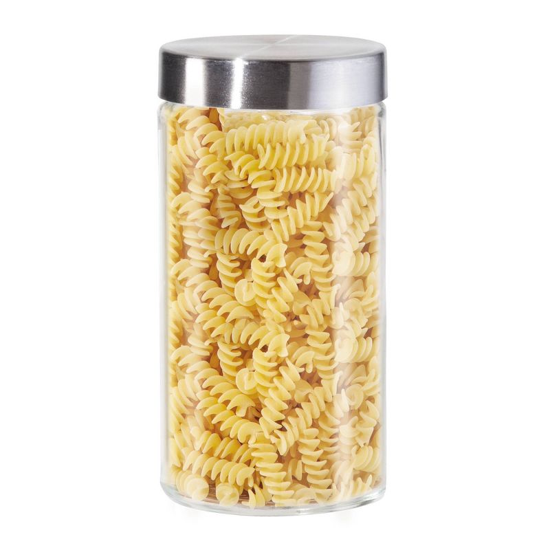 Oggi 8 Piece Round Airtight Glass Canister and Spice Jar Set with Stainless Steel Lids