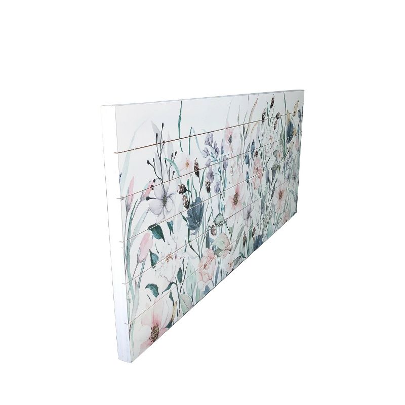 19" x 45" Garden Print on Planked Wood Wall Sign Panel Pink - Gallery 57