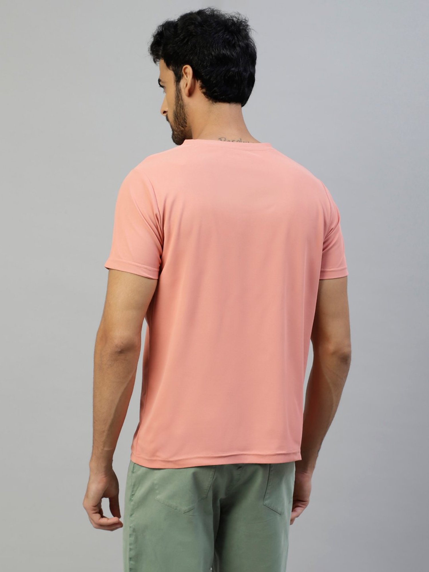 Slowave Peach Slim Fit Crew T-Shirt