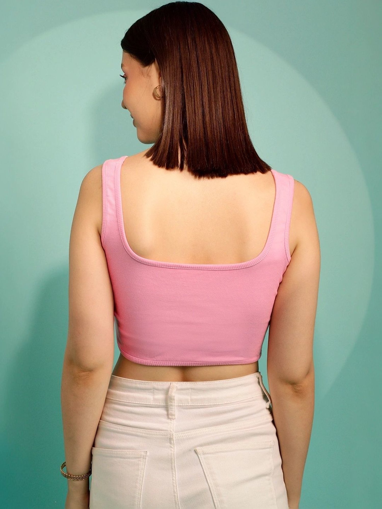 Clovia Pink Cotton Crop Top