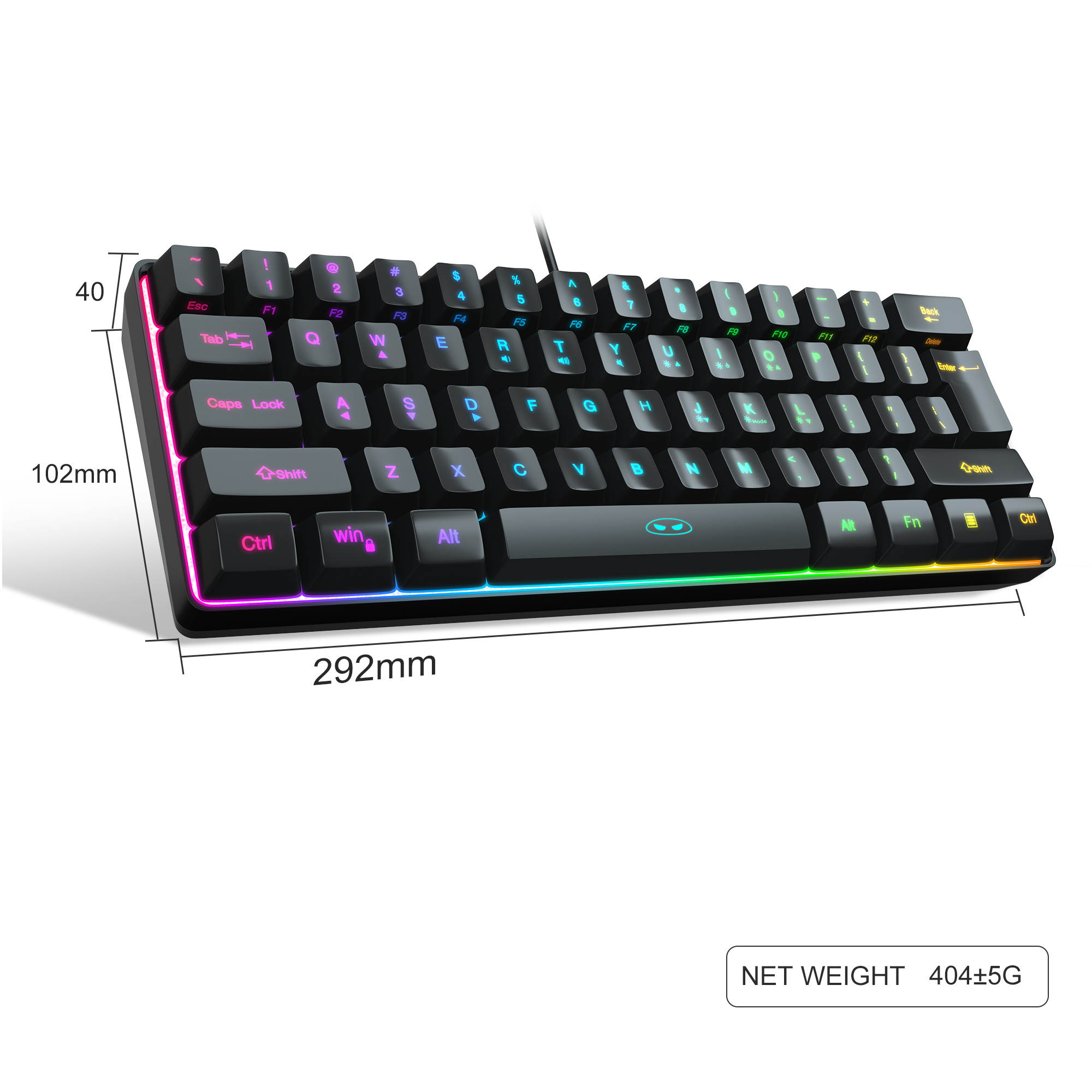MageGee TS91 Mini 60% Gaming/Office Keyboard,Waterproof Keycap Type Wired RGB Backlit Compact Computer Keyboard for Windows/Mac/Laptop