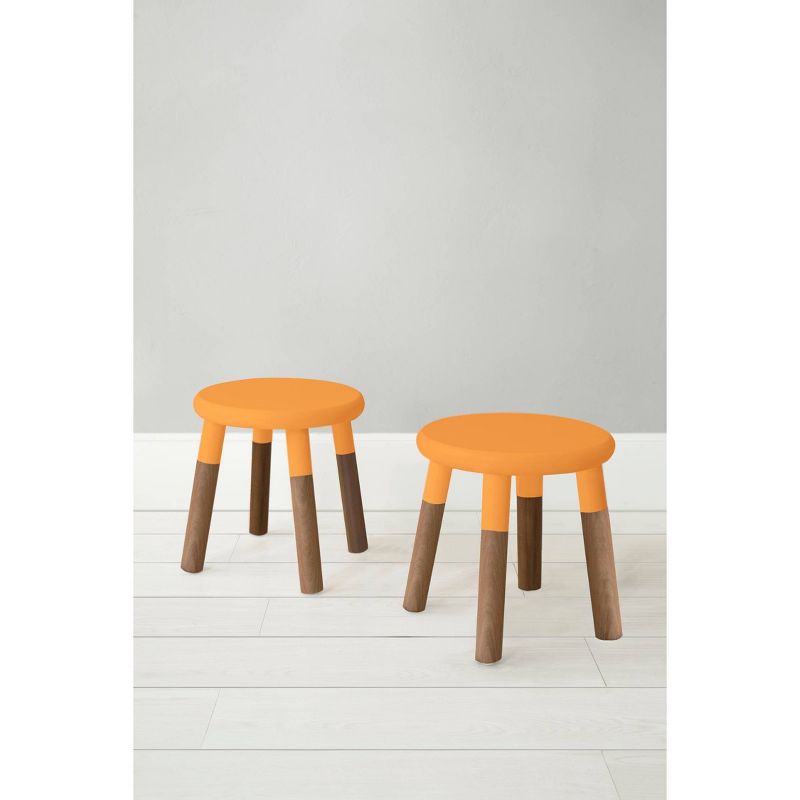 Set of 2 Peewee Wood Veneer Kids' Chairs Solid Walnut/Orange - Nico & Yeye
