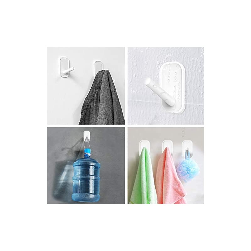 Hooks, Heavy Duty Wall Hooks, Towel Hooks for Bathrooms 12 Value Pack, Clear Frosted Strips Hooks White Decorate, Sticky Hook for Backpack, hat, Scarf, Belt, Hanging Coats, Water-Resistant