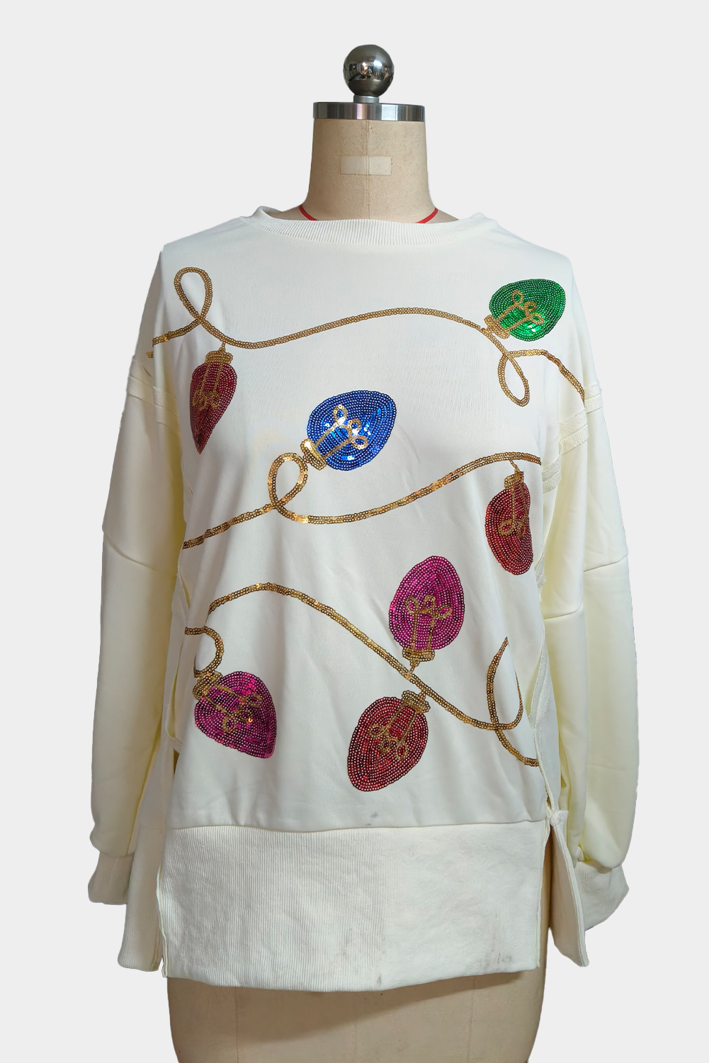 Khaki Plain Drop Shoulder Ribbed Trim Oversized Sweatshirt