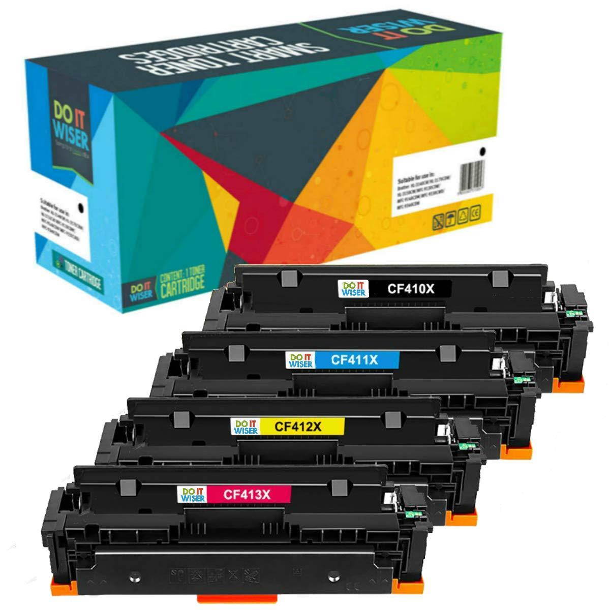 Do It Wiser Compatible Toner Cartridge Replacement for HP 410A HP 410X CF410X CF410A HP Color Laserjet Pro MFP M477fdw M477fdn M477fnw M452dn M452dw M452nw M377 (4-Pack)