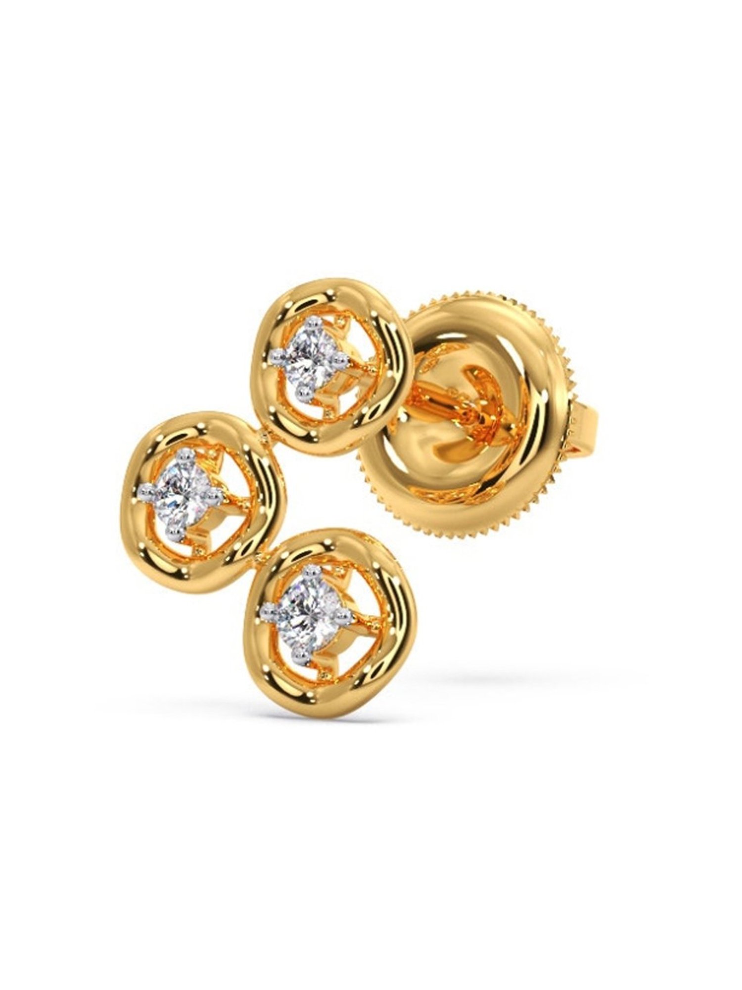 Candere by Kalyan Jewellers Peacock Collection 18k Yellow Gold Diamond Stud Earrings for Women