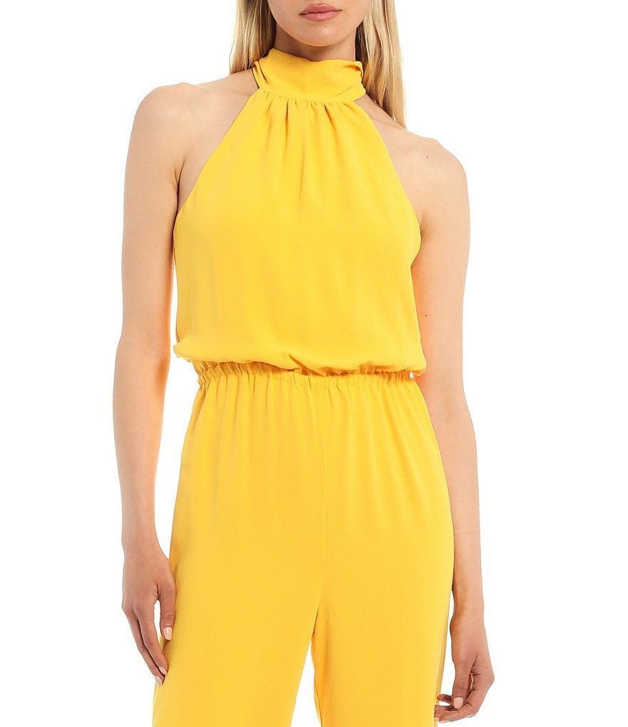 Trina Turk Shaded Wide Leg Sleeveless Halter Jumpsuit