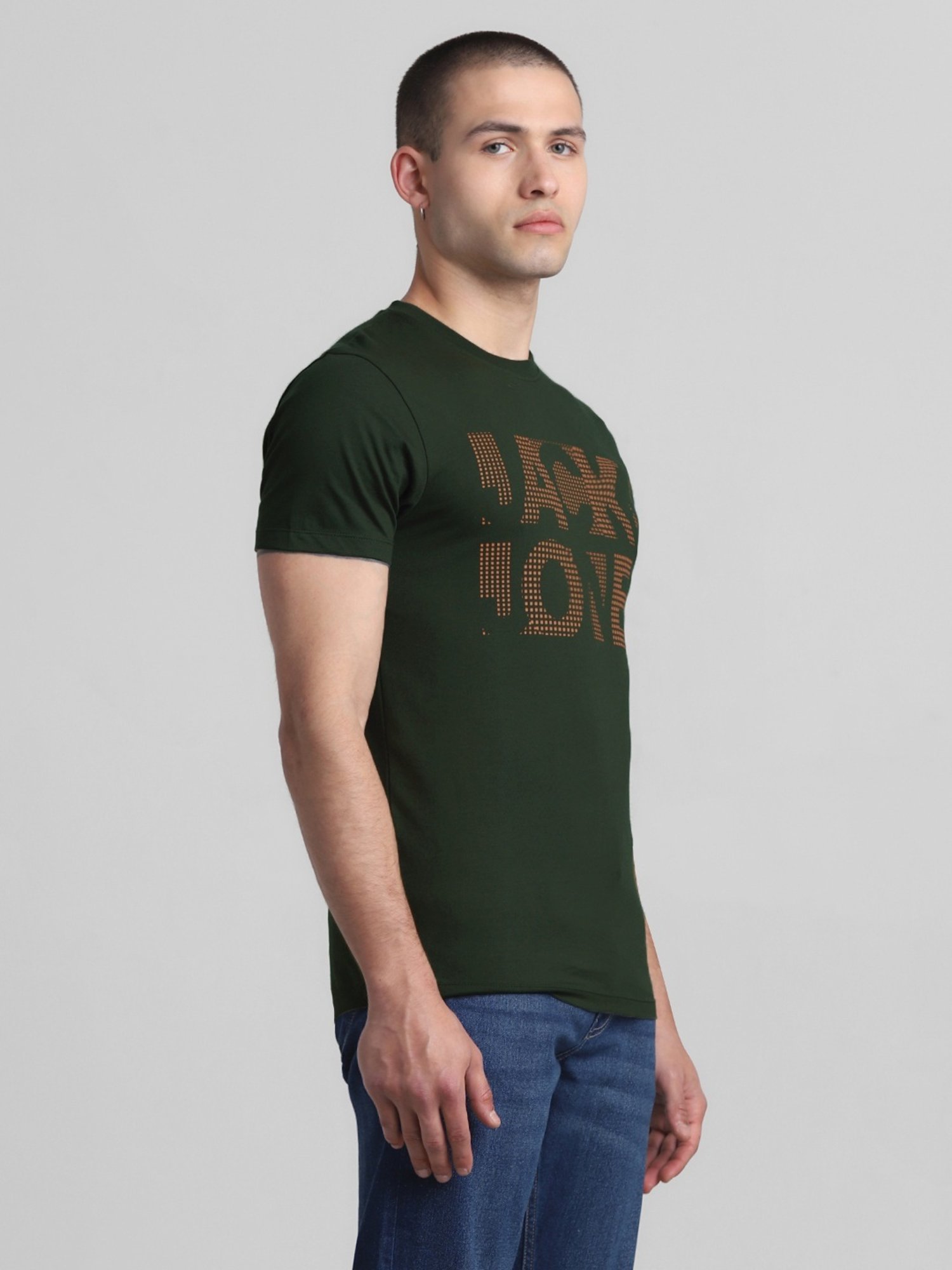 Jack & Jones Forest Night Cotton Slim Fit Printed T-Shirt