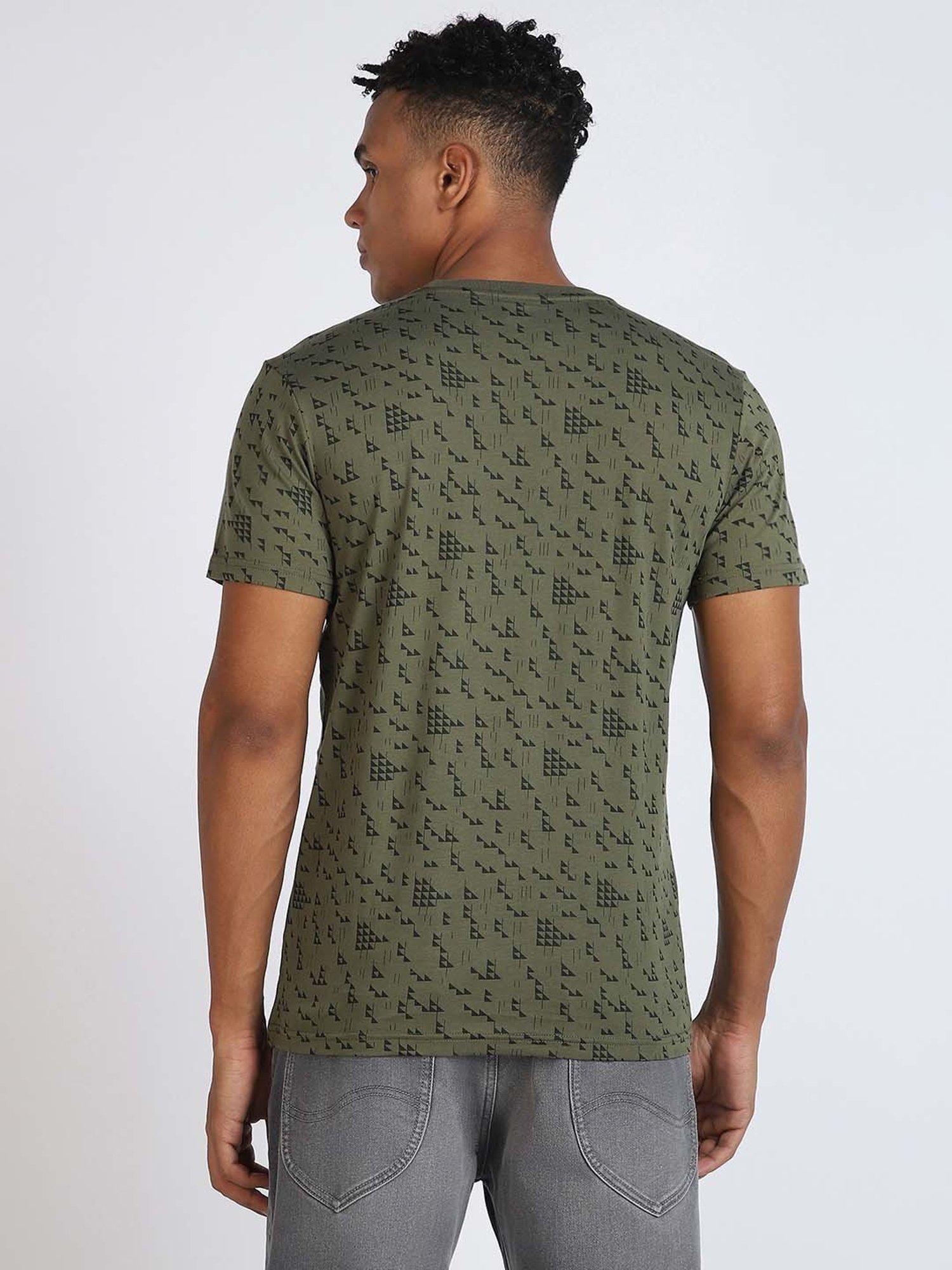 Lee Green Slim Fit Printed Crew T-Shirt