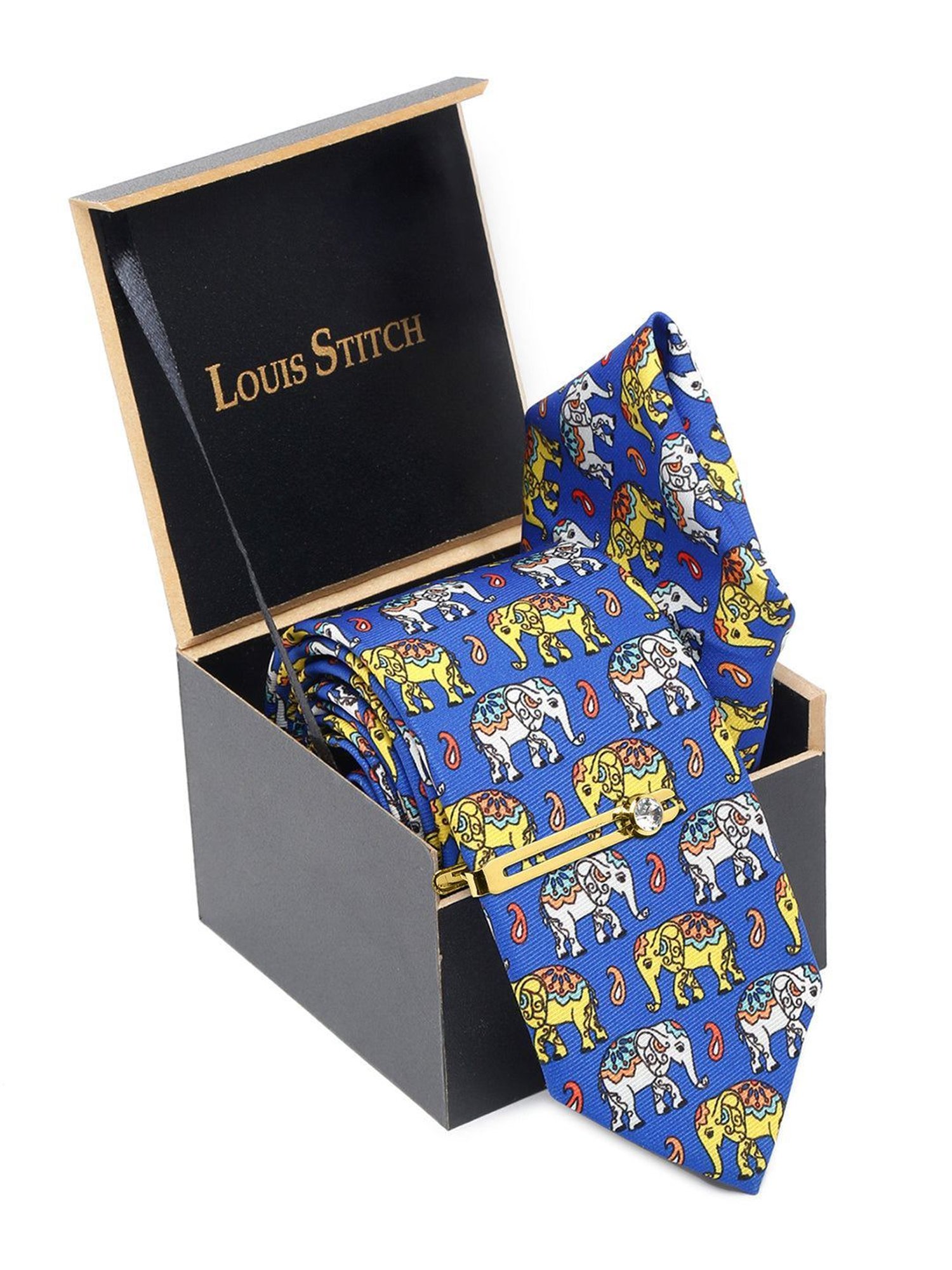 Louis Stitch Blue Printed Necktie Gift Set - Set of 3