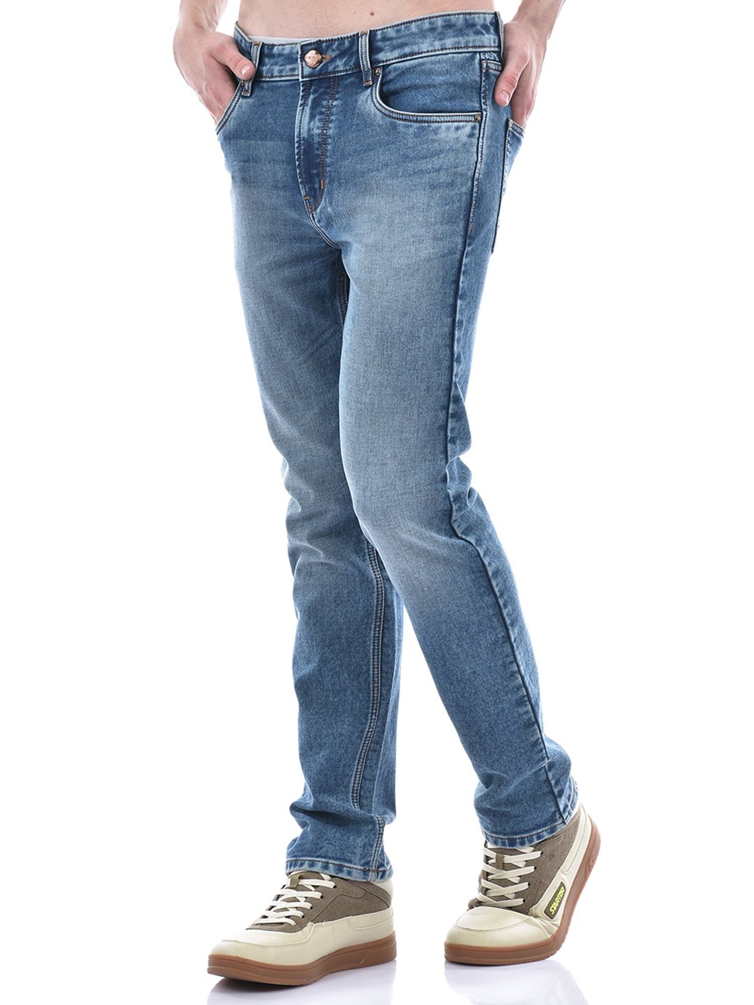 NUMERO UNO Light Blue Slim Fit Lightly Washed Jeans