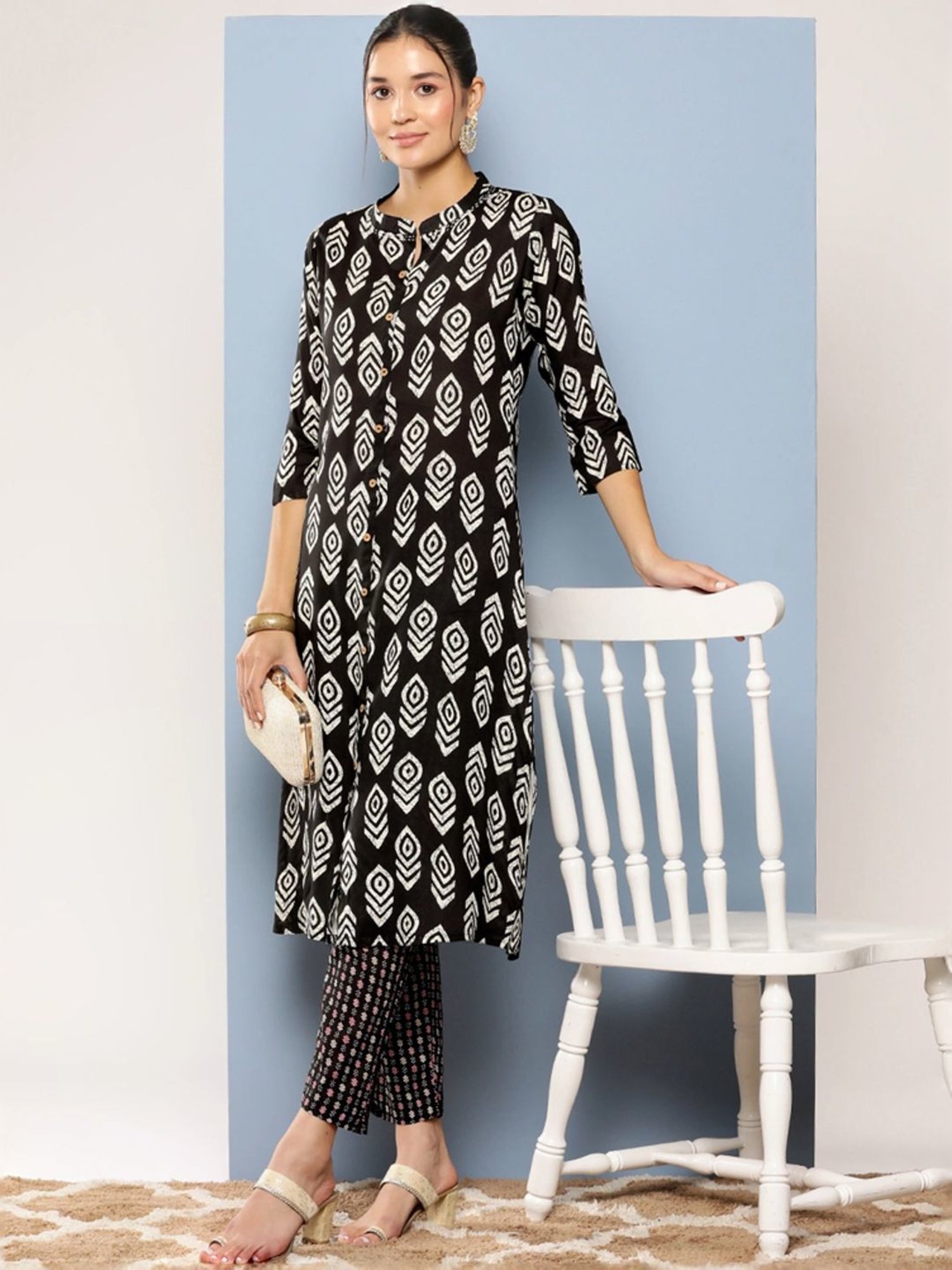 Aarika Black Cotton Printed Kurta Pant Set
