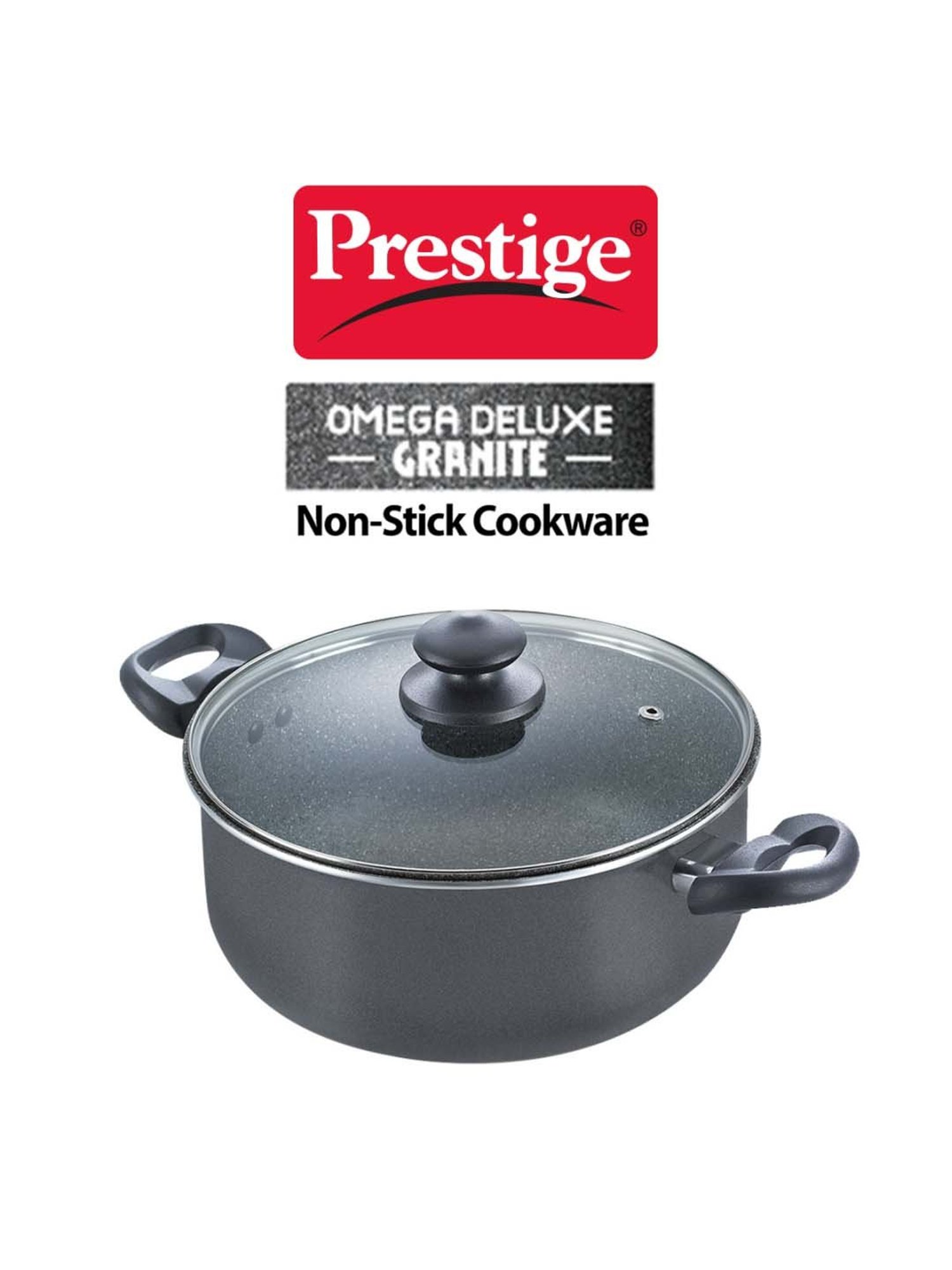 Prestige Omega Black Deluxe Granite 260 mm Sauce Pan with Lid - Set of 1
