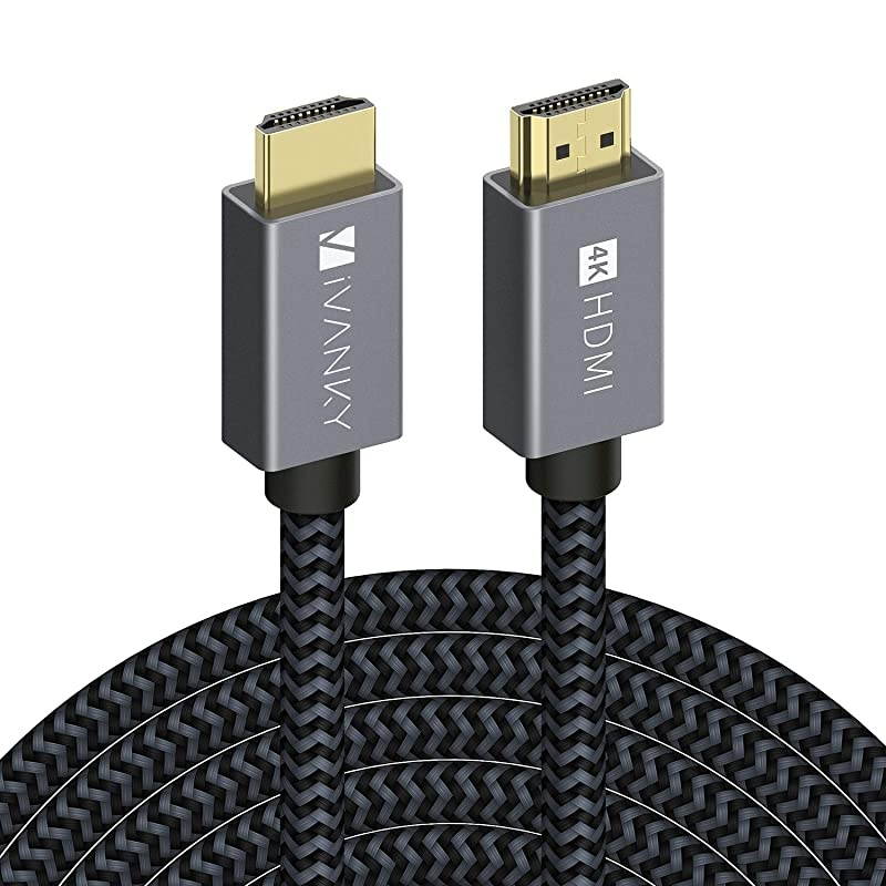 4K HDMI Cable 25 ft  High Speed 18Gbps HDMI 20 Cable 4K HDR HDCP 22 3D 2160P 1080P Ethernet Braided HDMI Cord Audio Return ARC Compatible UHD TV Bluray PS43 Monitor Projector