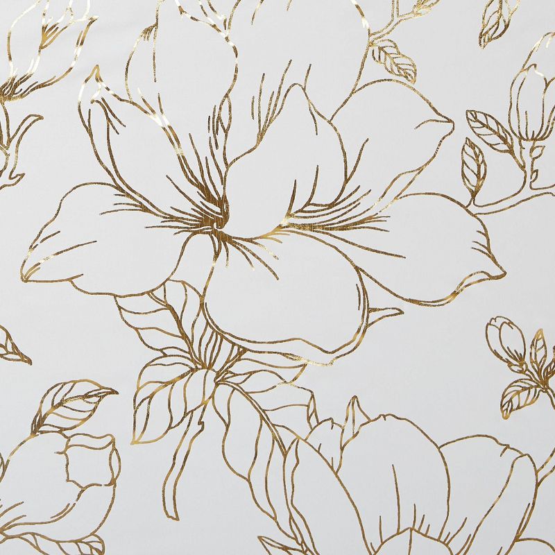 Megan Printed Floral Metallic Shower Curtain Gold