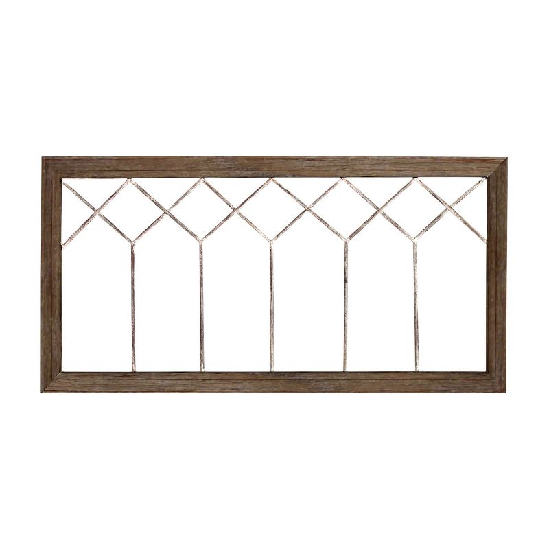 Stratton Home Decor Handcrafted Distressed Horizontal Rustic Vintage Farmhouse Window Panel Wall Art with Sawtooth Hanging Method, Brown