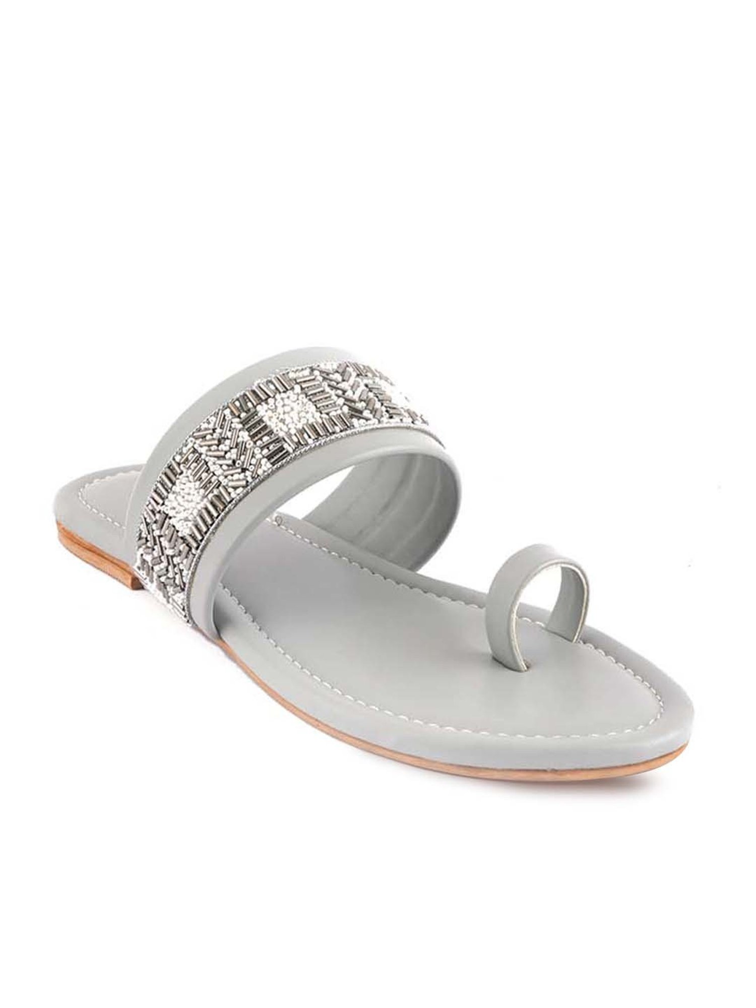 Scentra Women's Grey Toe Ring Sandals
