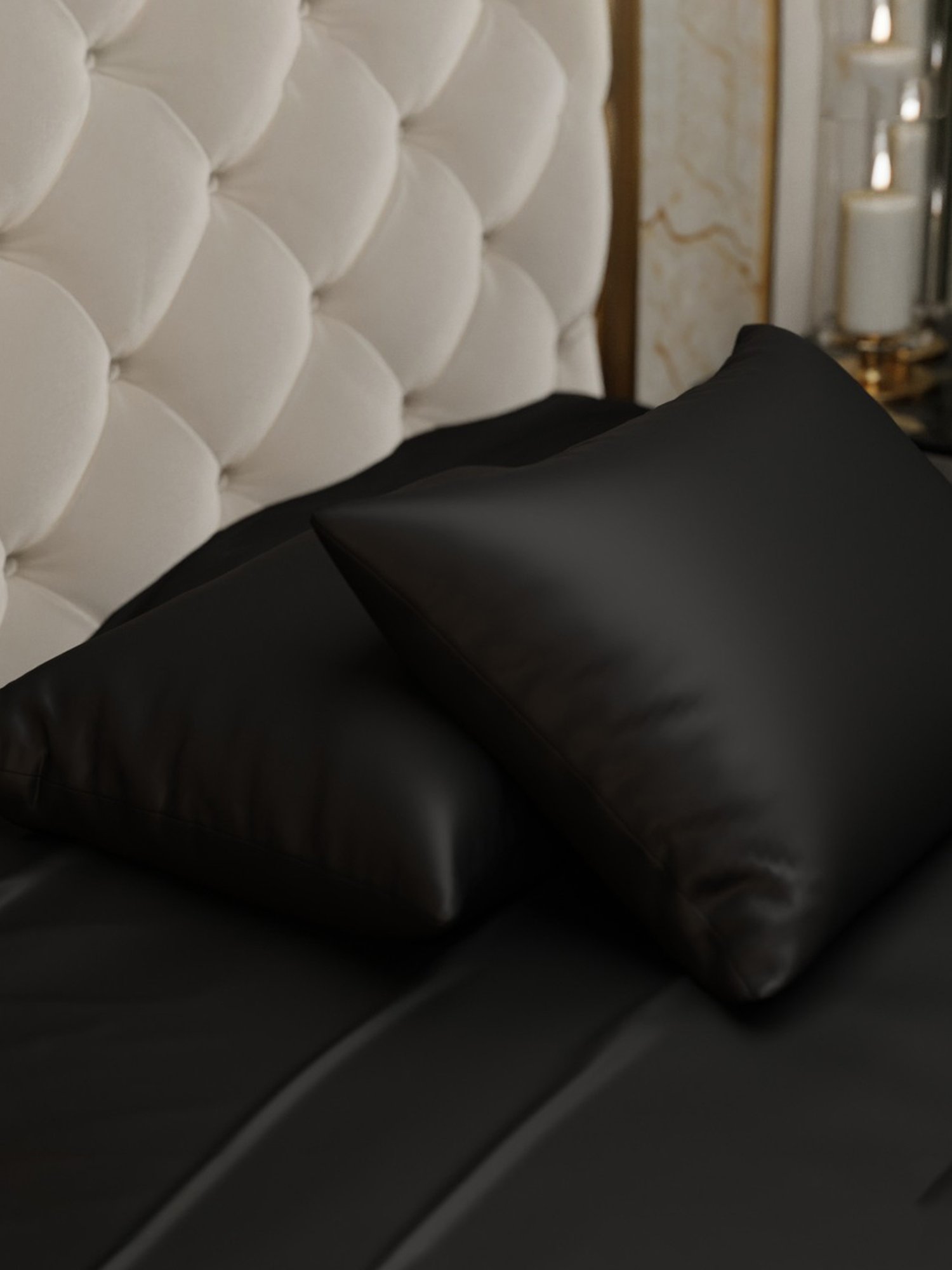 Stoa Paris Date Night Collection Black Polyester 300 TC Pillow Covers - Set of 2
