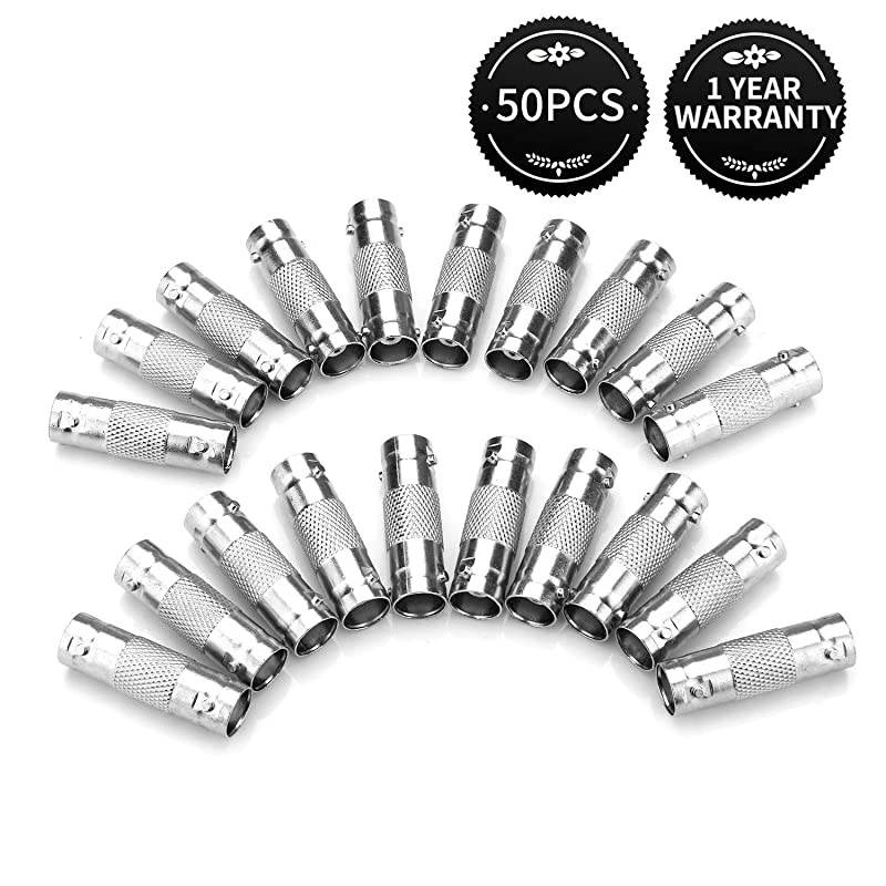 BNC Connectors 50 Pcs BNC Barrel connectors BNC Female to Female Straight Coupler Adapter for CCTV Camera Survelliance System