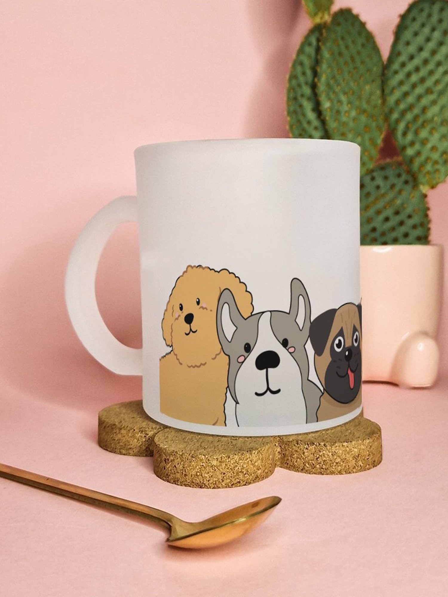 Gathari Aesthetic White Glass Frosted Coffee Mug