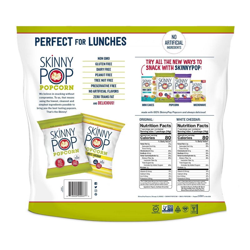 SkinnyPop Multipack with Cheddar and Original Popcorn - 14ct
