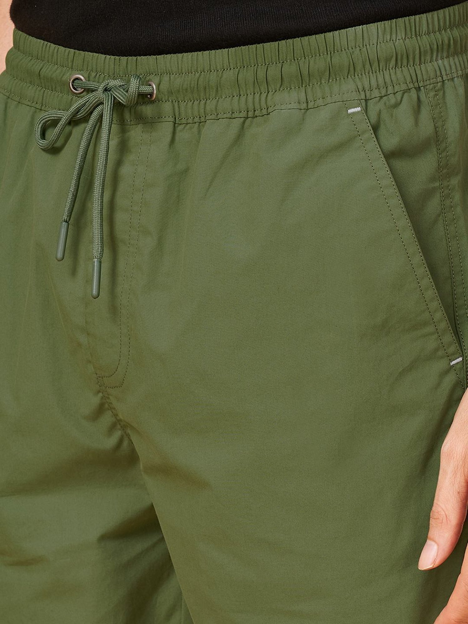 Urban Ranger by Pantaloons Forest Green Cotton Regular Fit Shorts