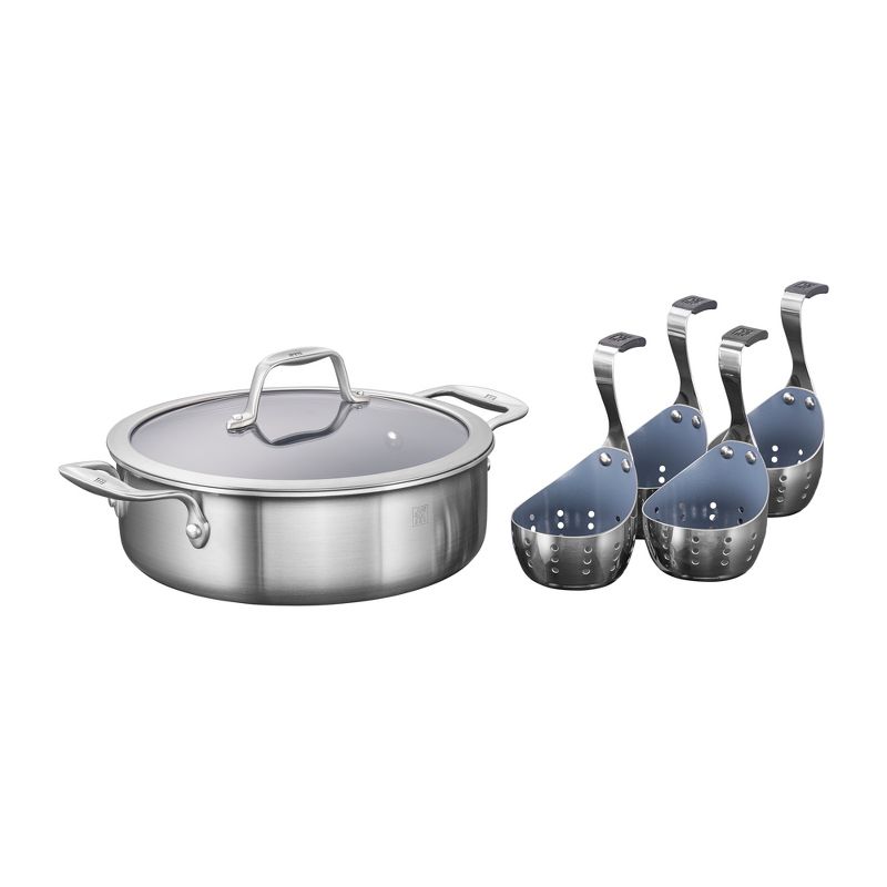 ZWILLING Spirit 3-ply 6-pc Stainless Steel Ceramic Nonstick Breakfast Pan & Egg Poacher Set