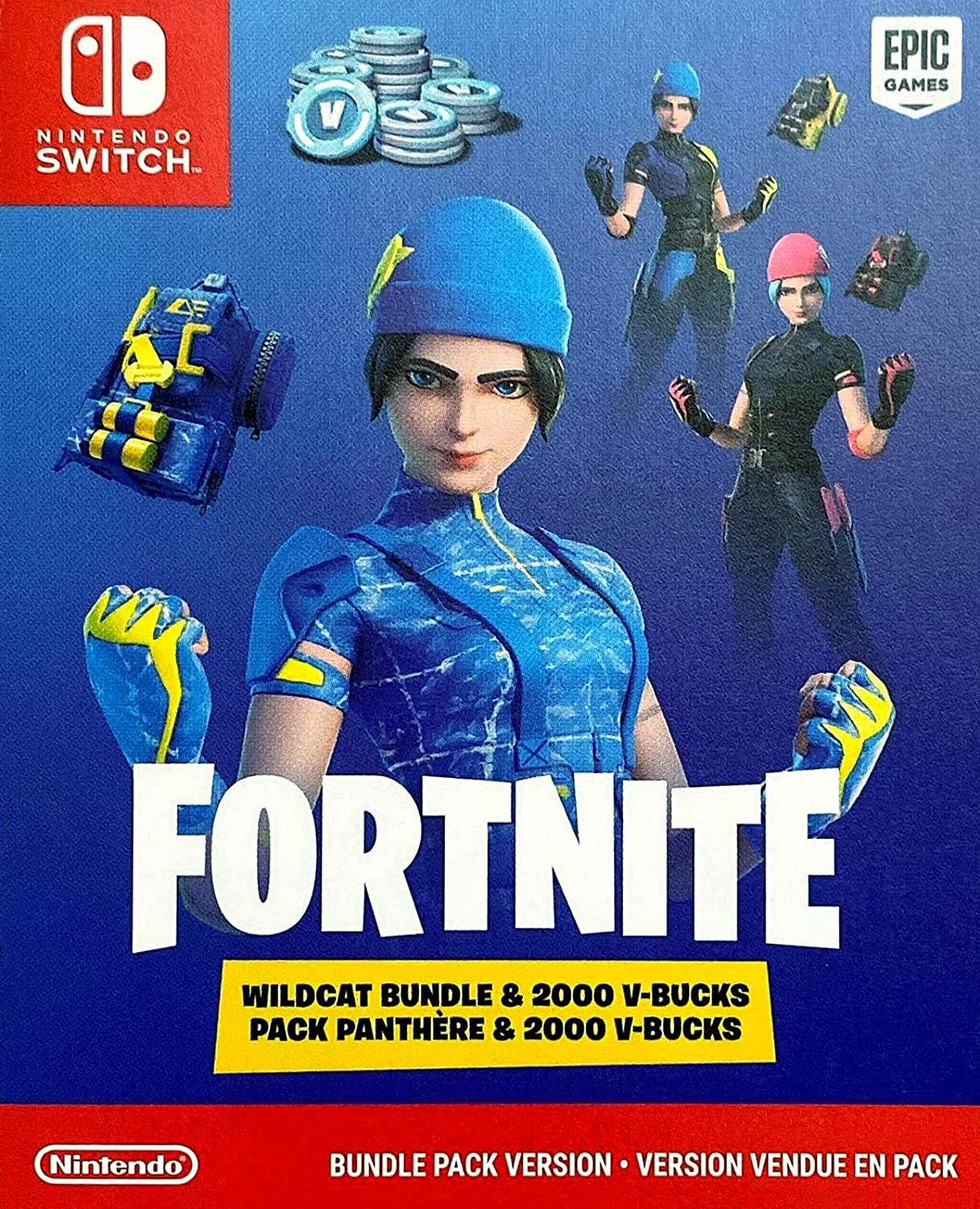 Nintendo Switch Battle Royale FN Wildcat Edition - Epic Outfits and 2000 V-Bucks Included, Mytrix Wireless Pro Controller and Mytrix Switch Accessories Kit
